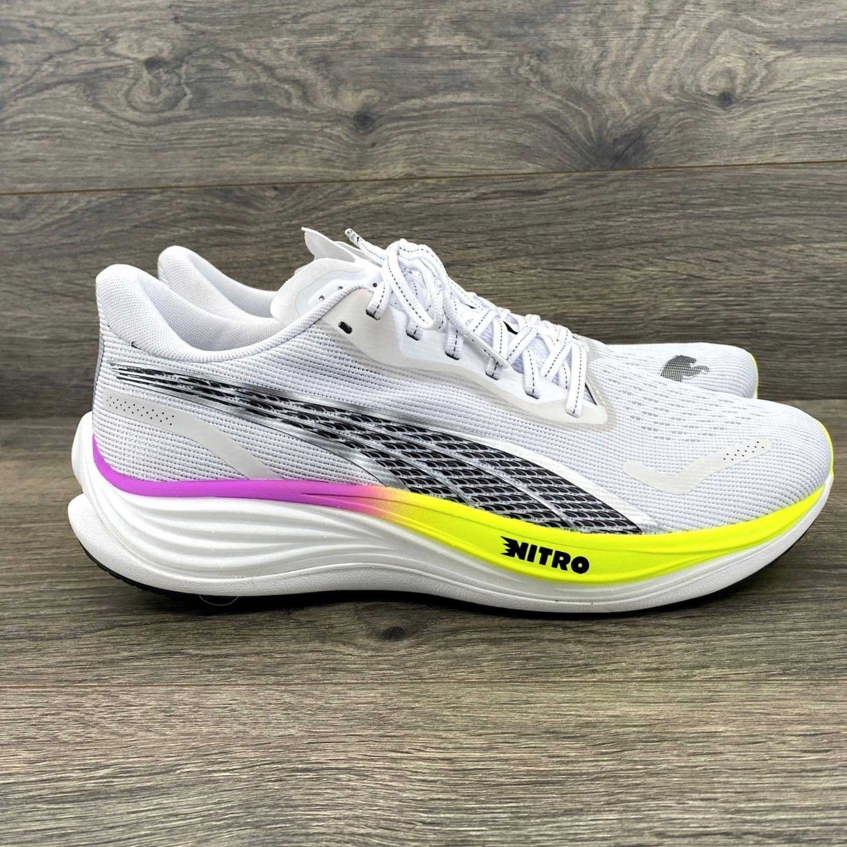 Puma Puma Velocity Nitro 3 Running Shoes White Neon Yellow Mens 10 ...