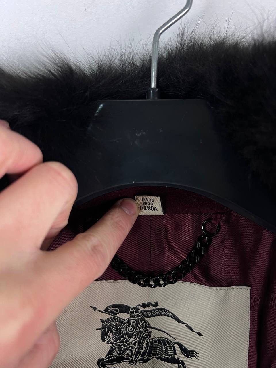 Burberry Burberry Garnet Double Breasted Coat with Black Fur Trim UK6 Size XS / US 0-2 / IT 36-38 - 4 Thumbnail