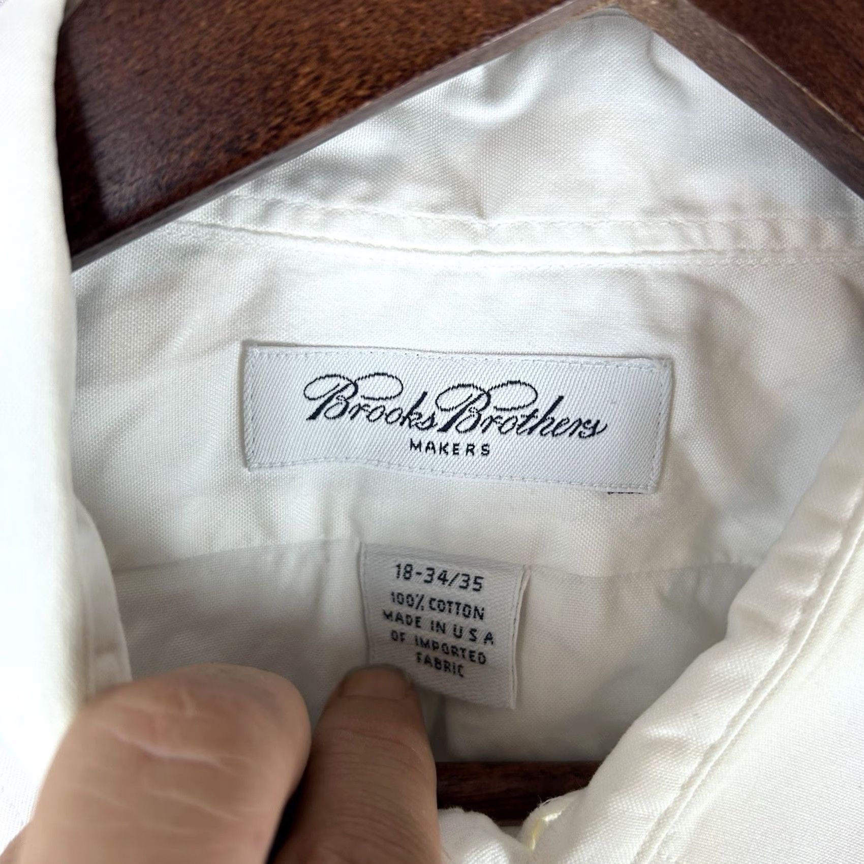 Brooks Brothers VINTAGE Brooks Brothers Makers Shirt Mens 18 34/35 White Long Sleeve Button Up Made USA Dress Shirt Mens 90s Classic USA Button-Down Collar Boys? Size US XXL / EU 58 / 5 - 7 Thumbnail