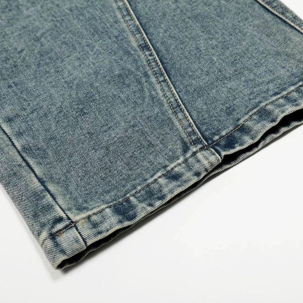 Jean Men's punk distressed washed straight embroidered jeans Size US 32 / EU 48 - 4 Thumbnail