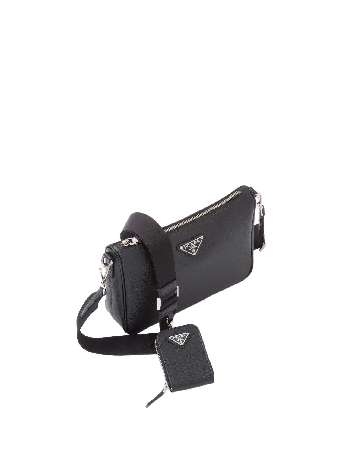 Prada PRADA Black Saffiano Leather Shoulder Bag New Authentic Size ONE SIZE - 2 Thumbnail