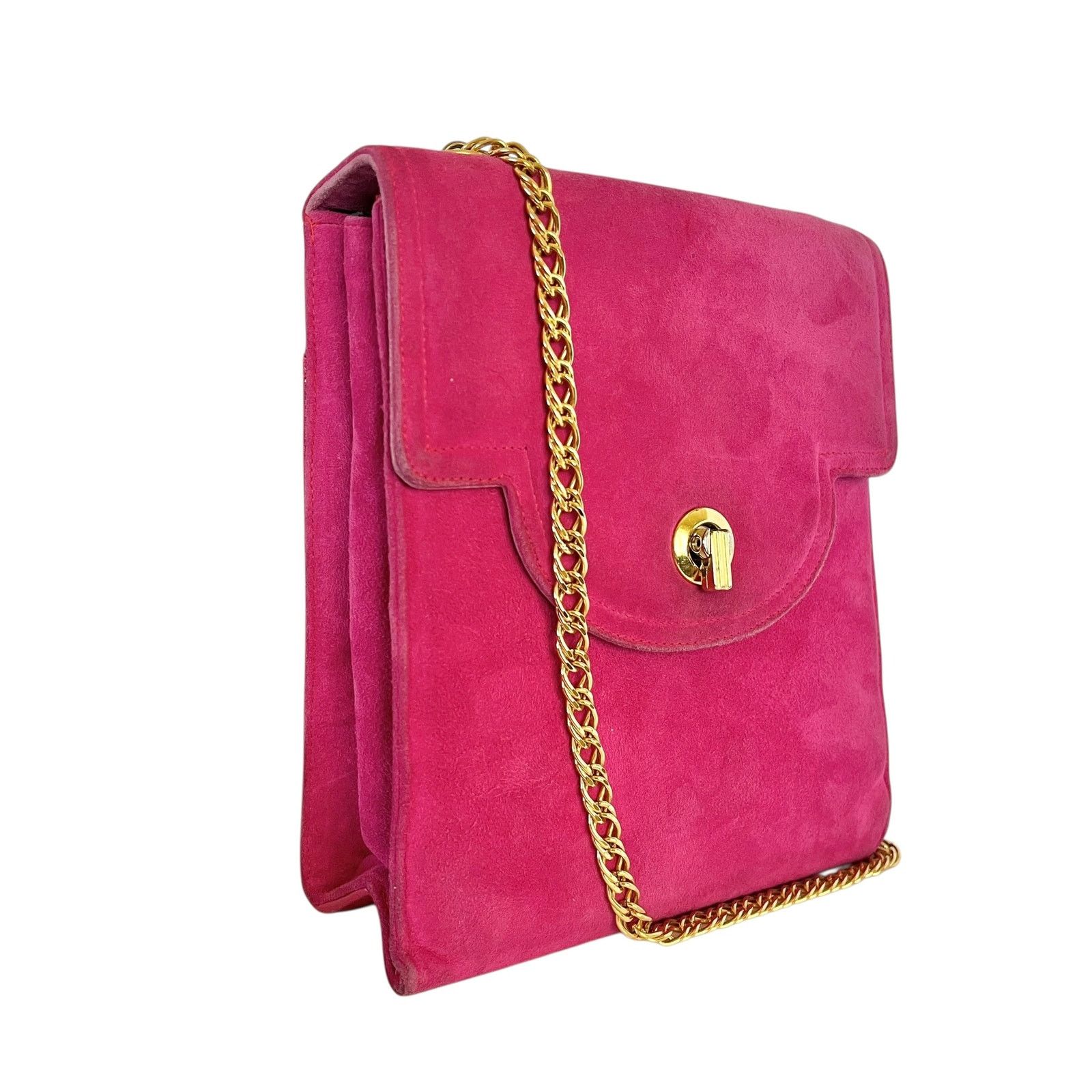Vintage Vintage Frenchy of California Pink Suede Chain Strap Bag Size ONE SIZE - 11 Thumbnail
