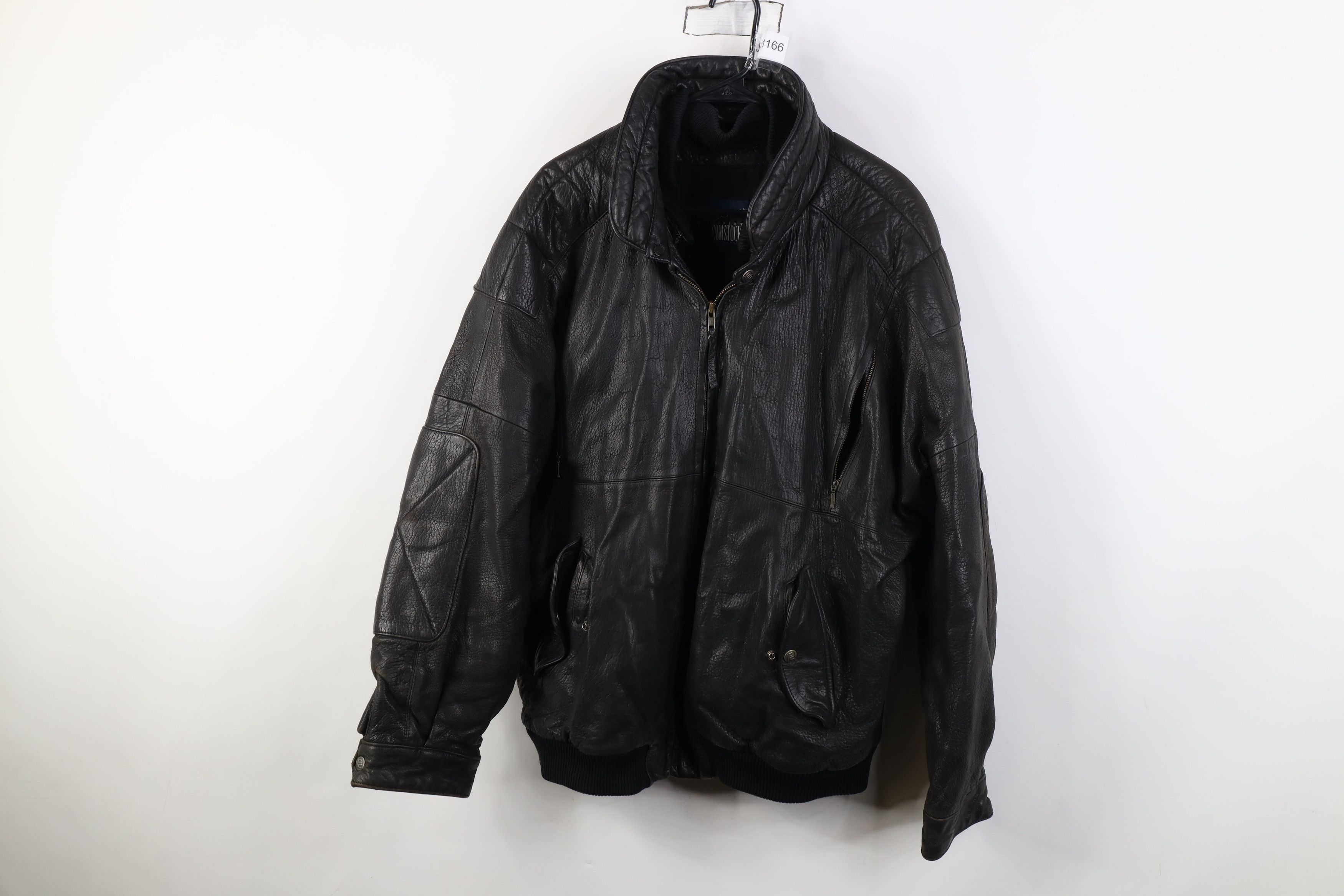 Vintage Vintage 90s Streetwear Quilted Leather Bomber Jacket Black Size US XXL / EU 58 / 5 - 1 Thumbnail
