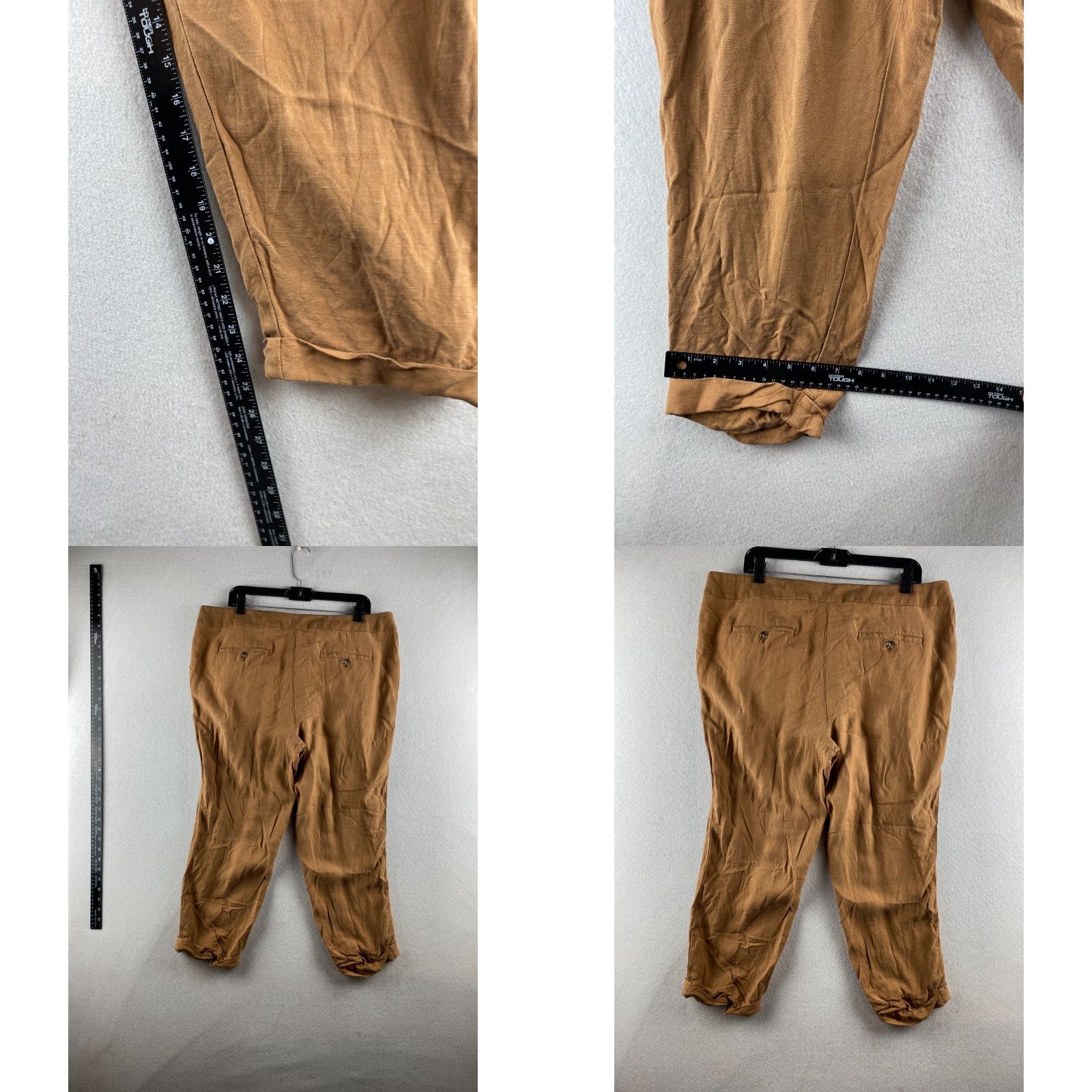 Ann Taylor VINTAGE Ann Taylor Loft Pants Womens 14 Brown Paperbag Ankle Cuffed Tie Front Casual Size 36" / US 14 / IT 50 - 9 Thumbnail