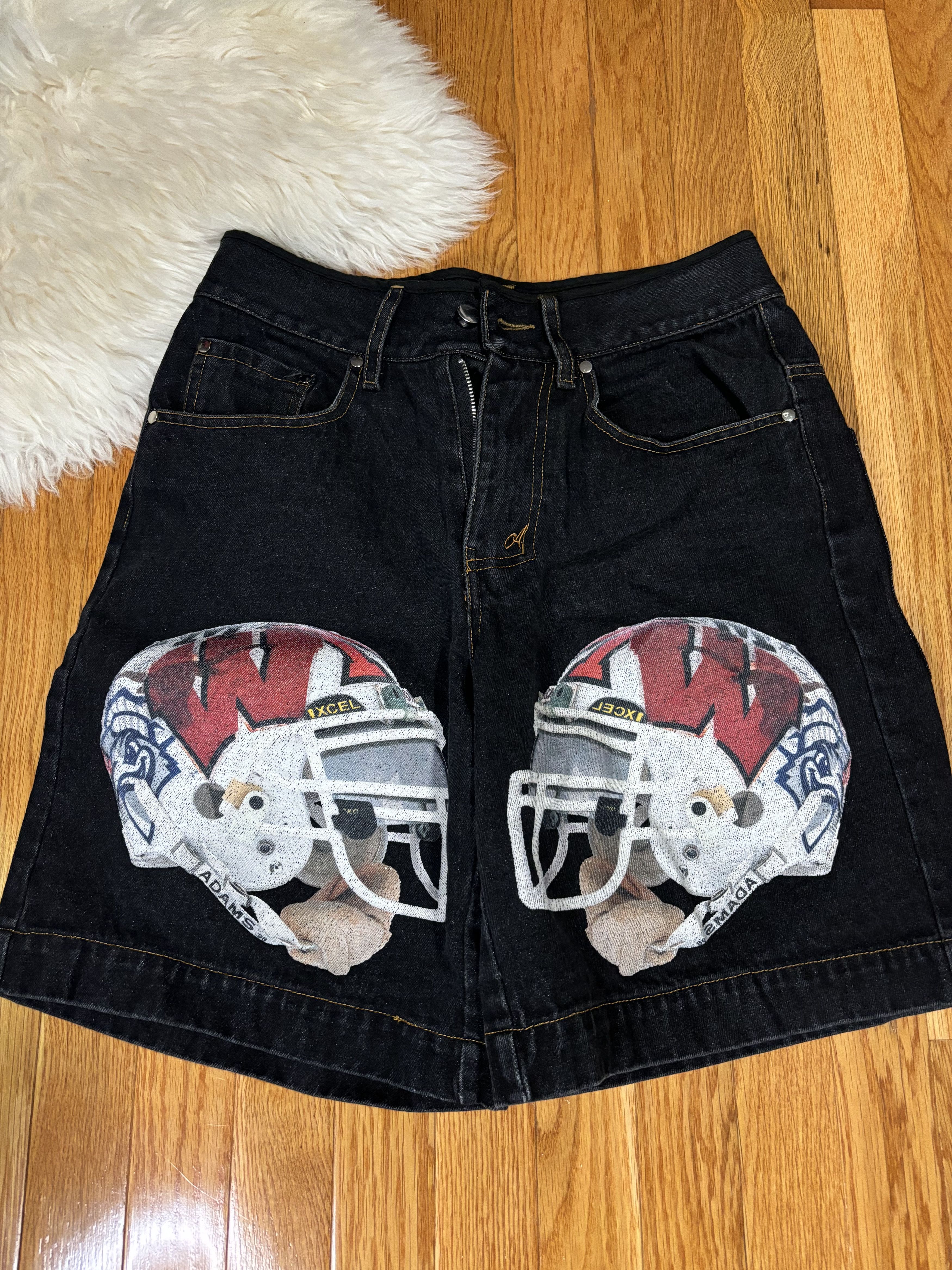 Aris Tatalovich FOOTBALL HELMET DENIM SHORTS Size US 30 / EU 46 - 1 Thumbnail