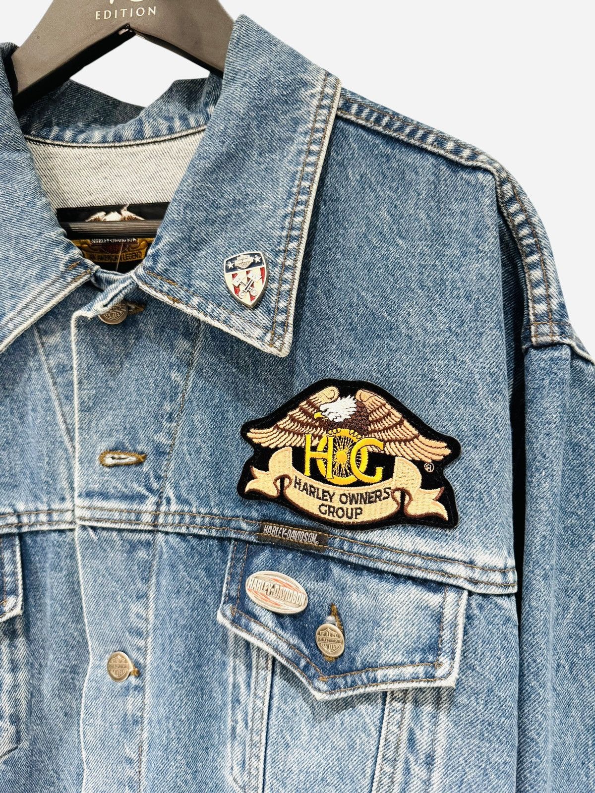 Harley Davidson Rare Vintage Harley Davidson Denim Patch Jacket Size US XL / EU 56 / 4 - 3 Thumbnail