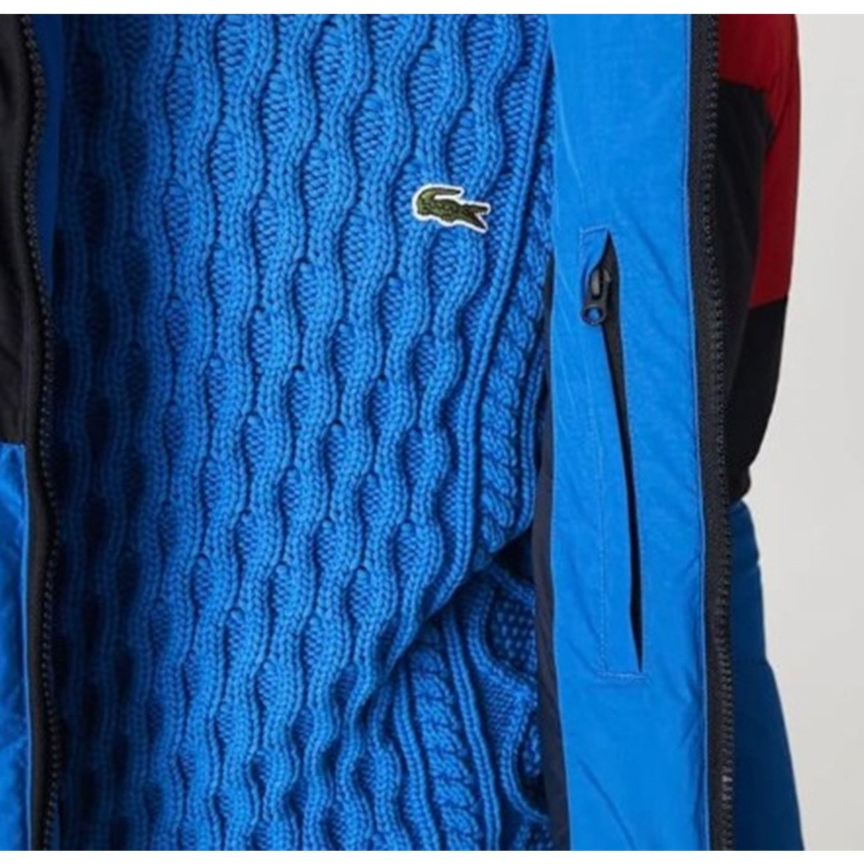Lacoste Lacoste mens Solid Taffeta Puffer Hooded Jacket Blue/Red XL Size US XL / EU 56 / 4 - 5 Thumbnail