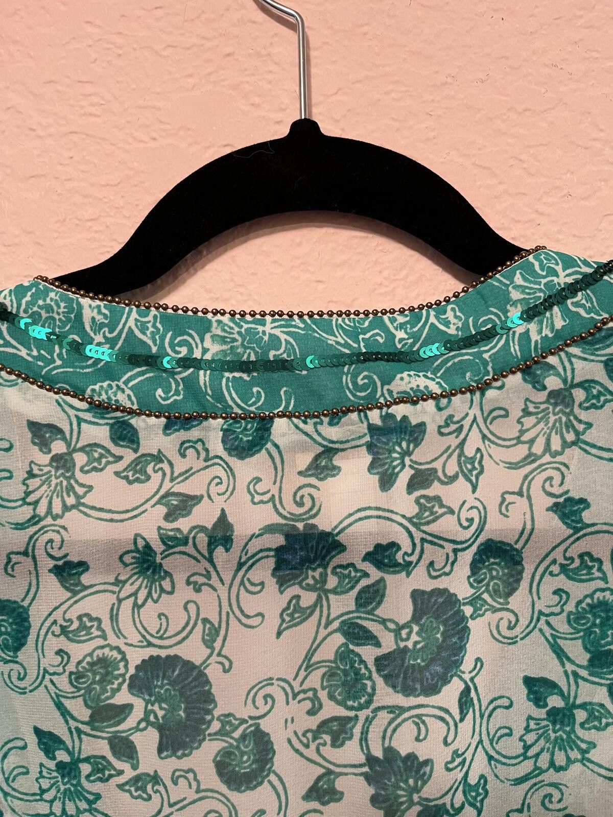 Chicos Chico's Green Floral Patterned V-Neck Blouse with Bell Slee- Size XL / US 12-14 / IT 48-50 - 10 Thumbnail