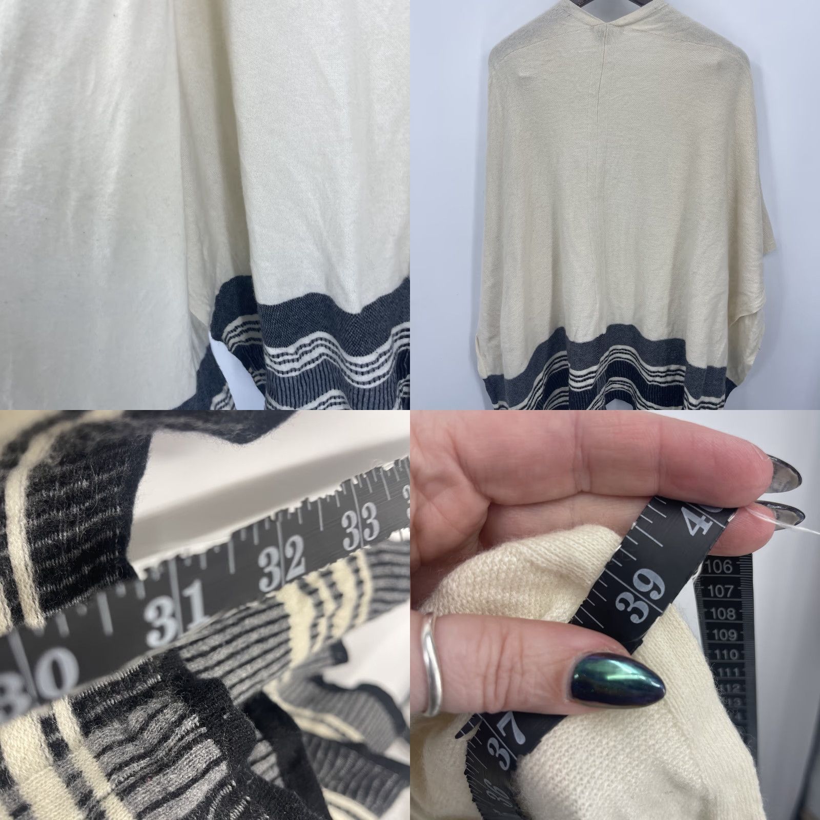 Vince Vince Wrap Womens L Cream Striped Open Front Cardigan Sweater READ Bohemian Designer Classic Vintage No Size L / US 10 / IT 46 - 8 Thumbnail