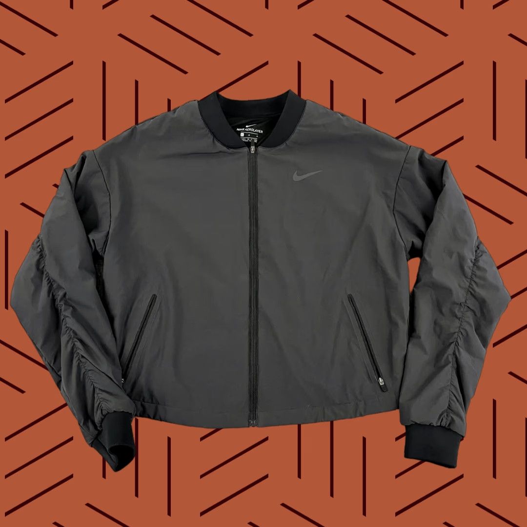 Nike Nike Jacket Women L Gray Cropped Aerolayer Bomber Puffer Lightweight Running Activewear Casual Travel Sport Size L / US 10 / IT 46 - 1 Thumbnail