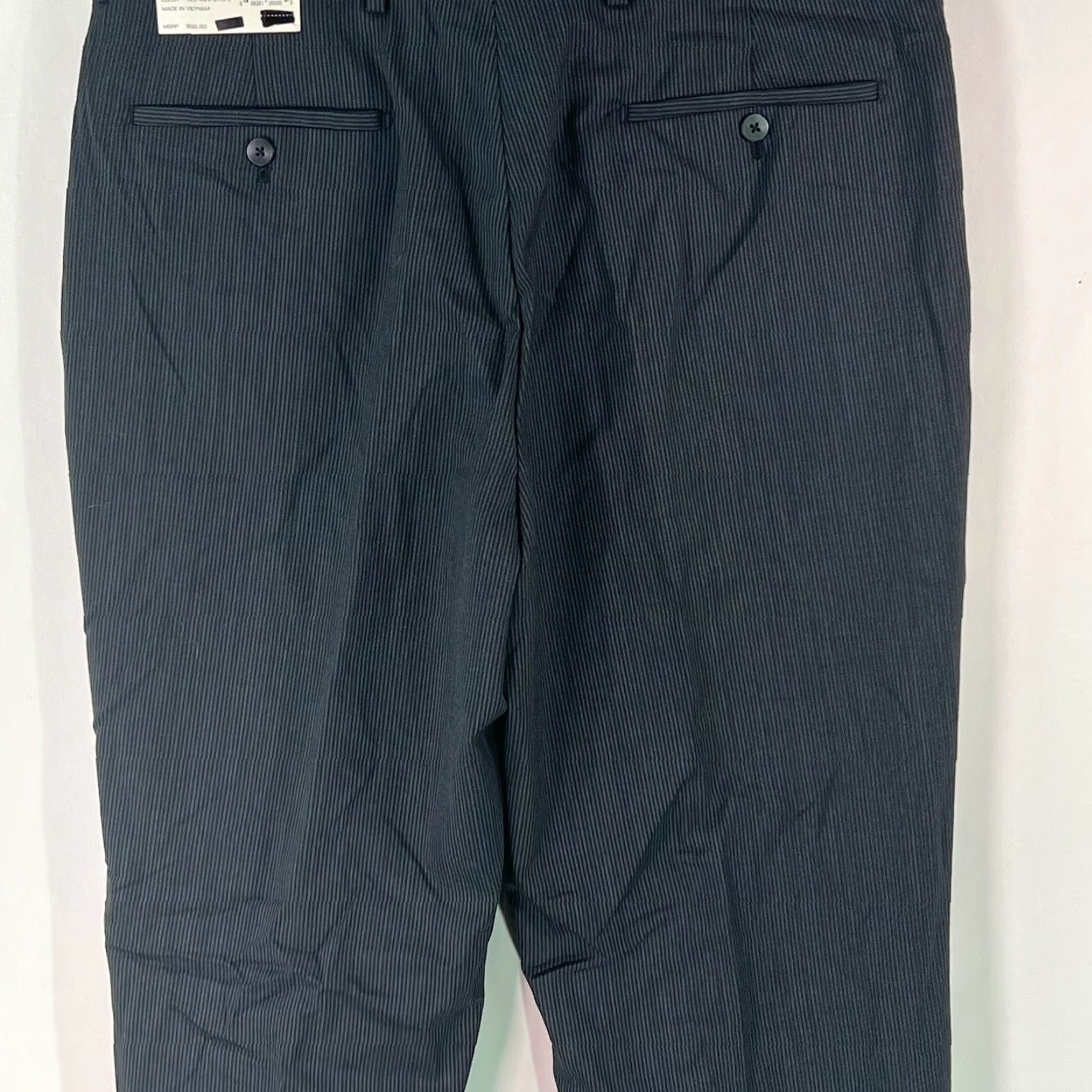 Alfani Alfani Mens Dress Pants Flat Front Wool Blend Mini Stripes Black 34X32 Adult Regular 34X32 Black Striped Wool Blend Dress Pants Mens 90s? Size US 34 / EU 50 - 4 Thumbnail