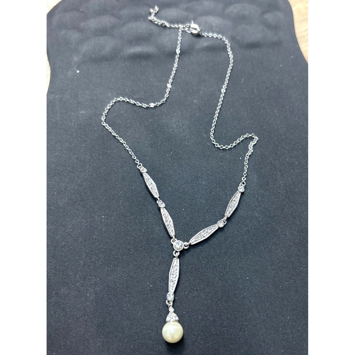 Other Vintage Style Silver-tone Necklace With Faux-Pearl Drop Pen Size ONE SIZE - 9 Thumbnail