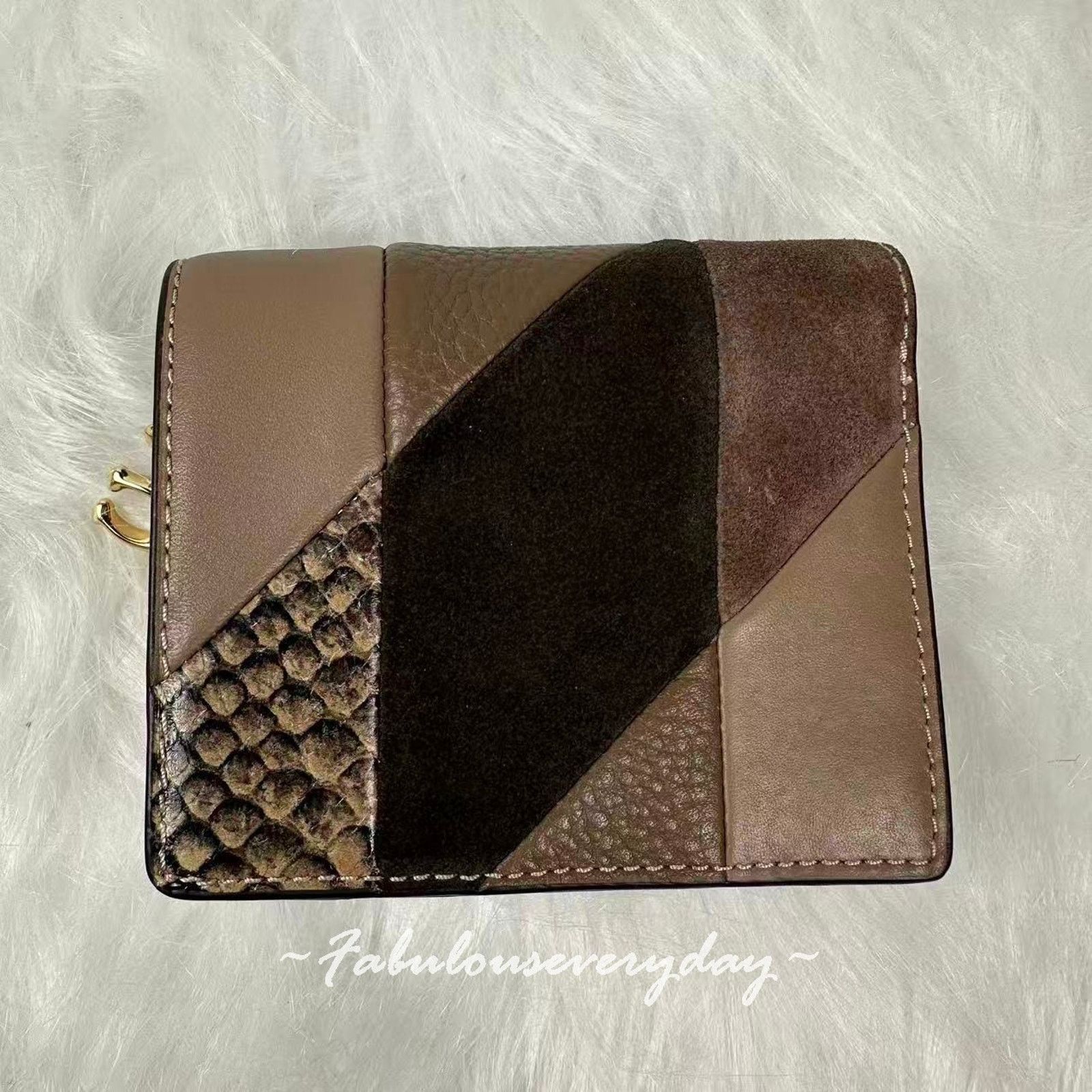 Coach Coach Snap Wallet With Patchwork Snake Print Leather/Gold Size ONE SIZE - 2 Thumbnail