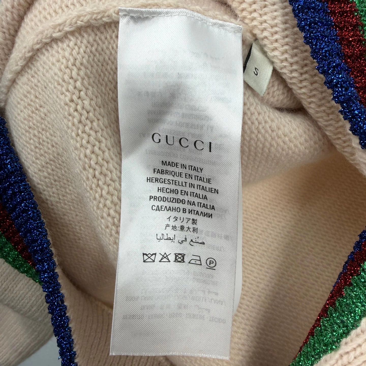 Gucci Gucci Beige Embroidered Rabbit Logo Wool Cardigan Size S / US 4 / IT 40 - 4 Thumbnail