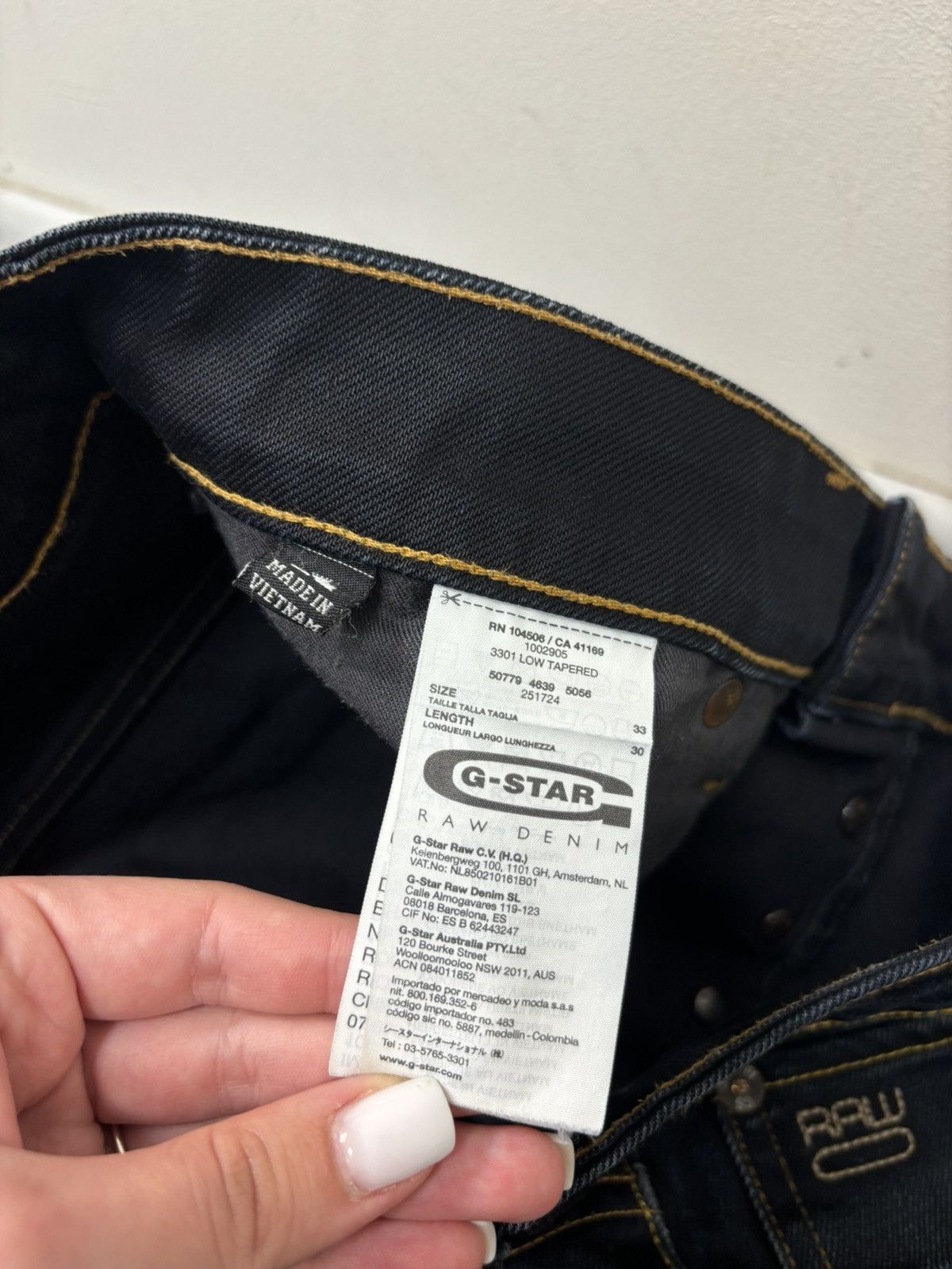G-Star Vintage G-Star Raw Avant Garde Faded Navy Denim Biker Jeans Size US 33 - 17 Thumbnail