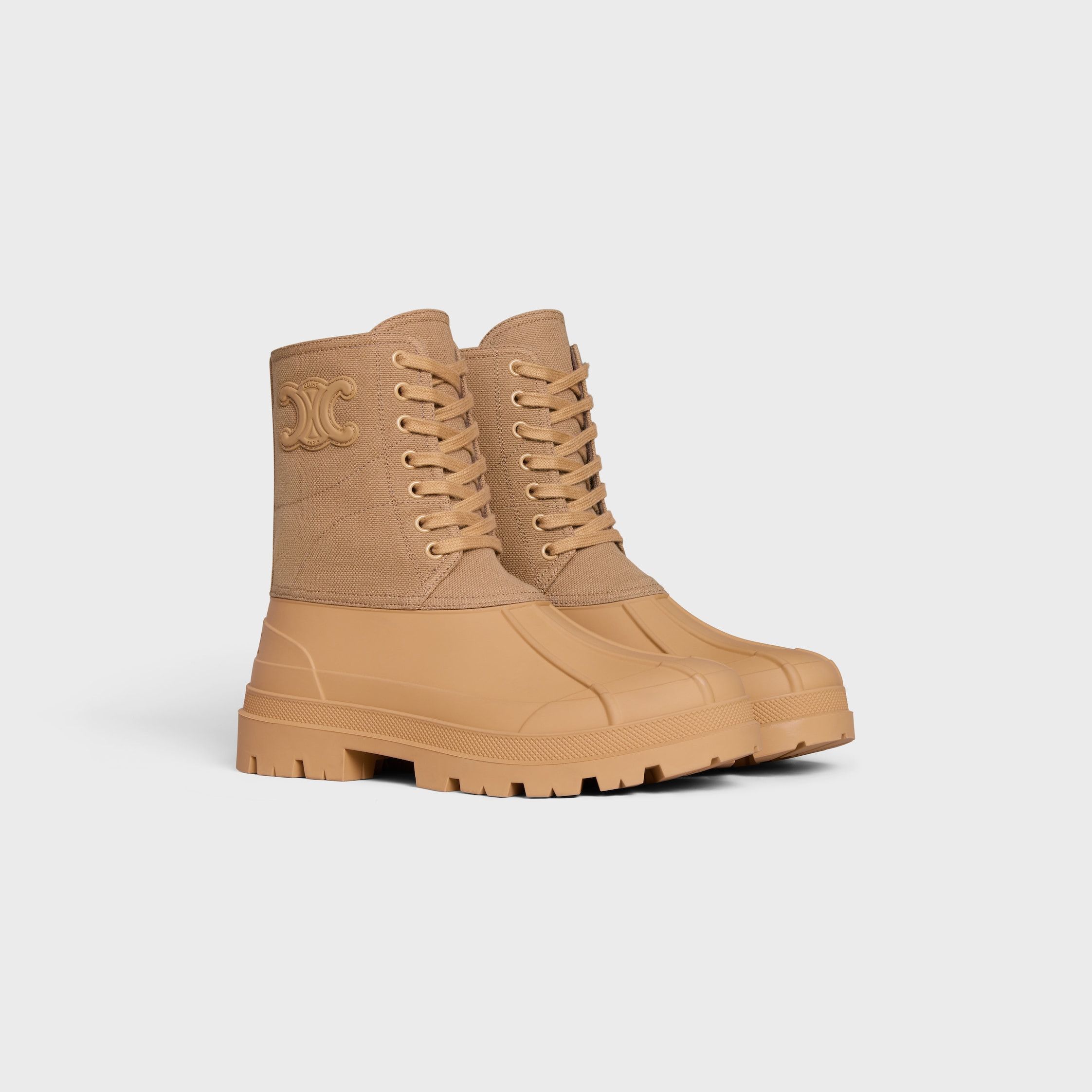 Celine celine riley lace-up boot in canvas caramel Size US 12 / IT 42 - 1 Thumbnail