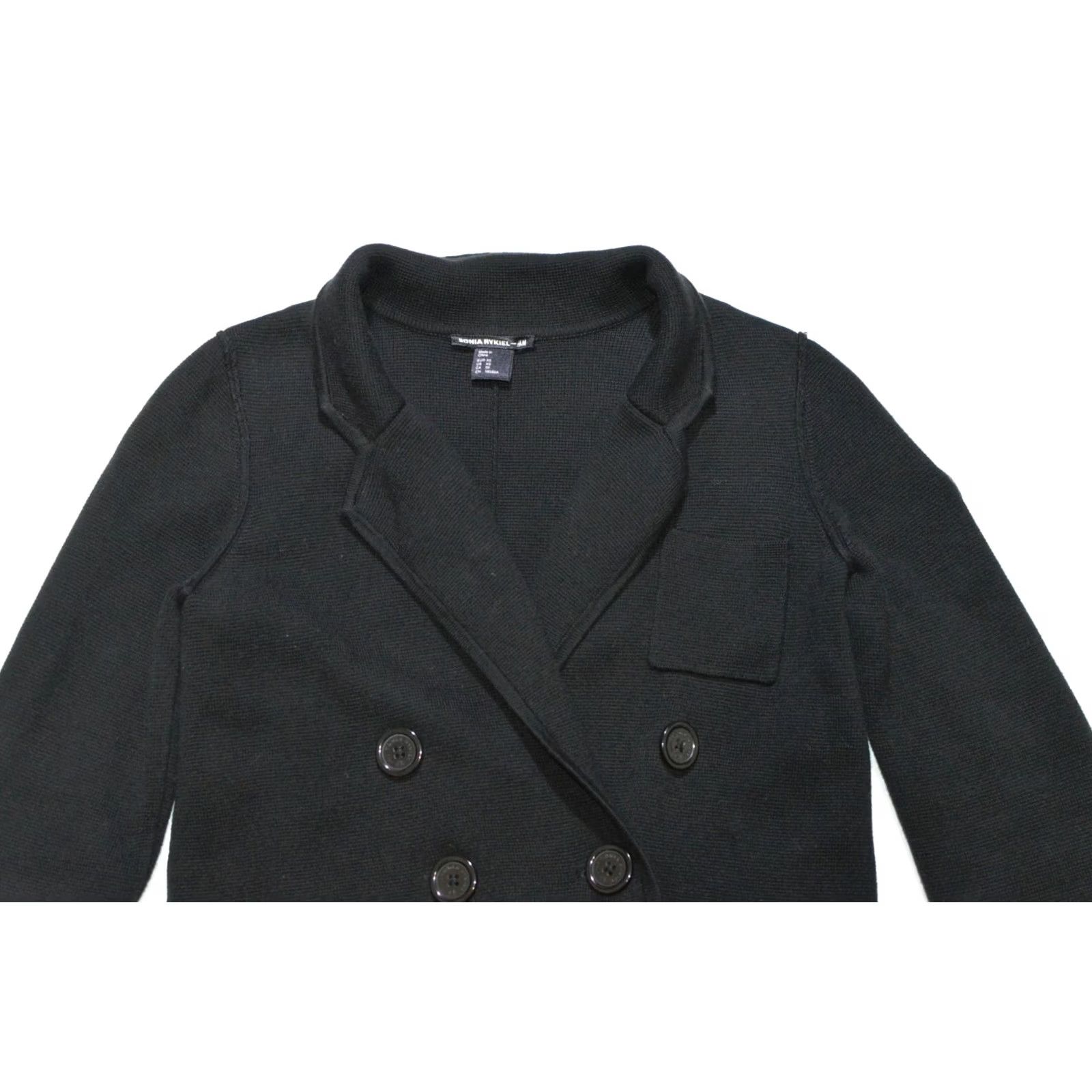 Vintage Wmns Sonia Rykiel x H&M Pima Cotton Sweater Blazer Jacket XS Women Cardigan Black 100% Cotton 1990s 2000s Men/Women not applicable Size XS / US 0-2 / IT 36-38 - 2 Thumbnail