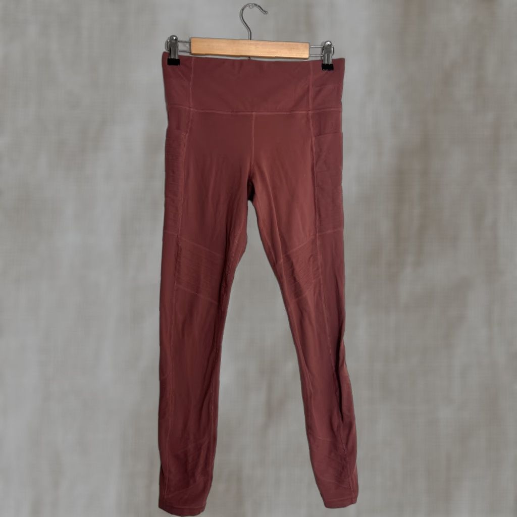 Athleta Athleta Women's S Leggings Moto Tight Stash Pocket Powervita Red Rust Ankle Activewear Women Cgas? Size 28" / US 6 / IT 42 - 1 Thumbnail
