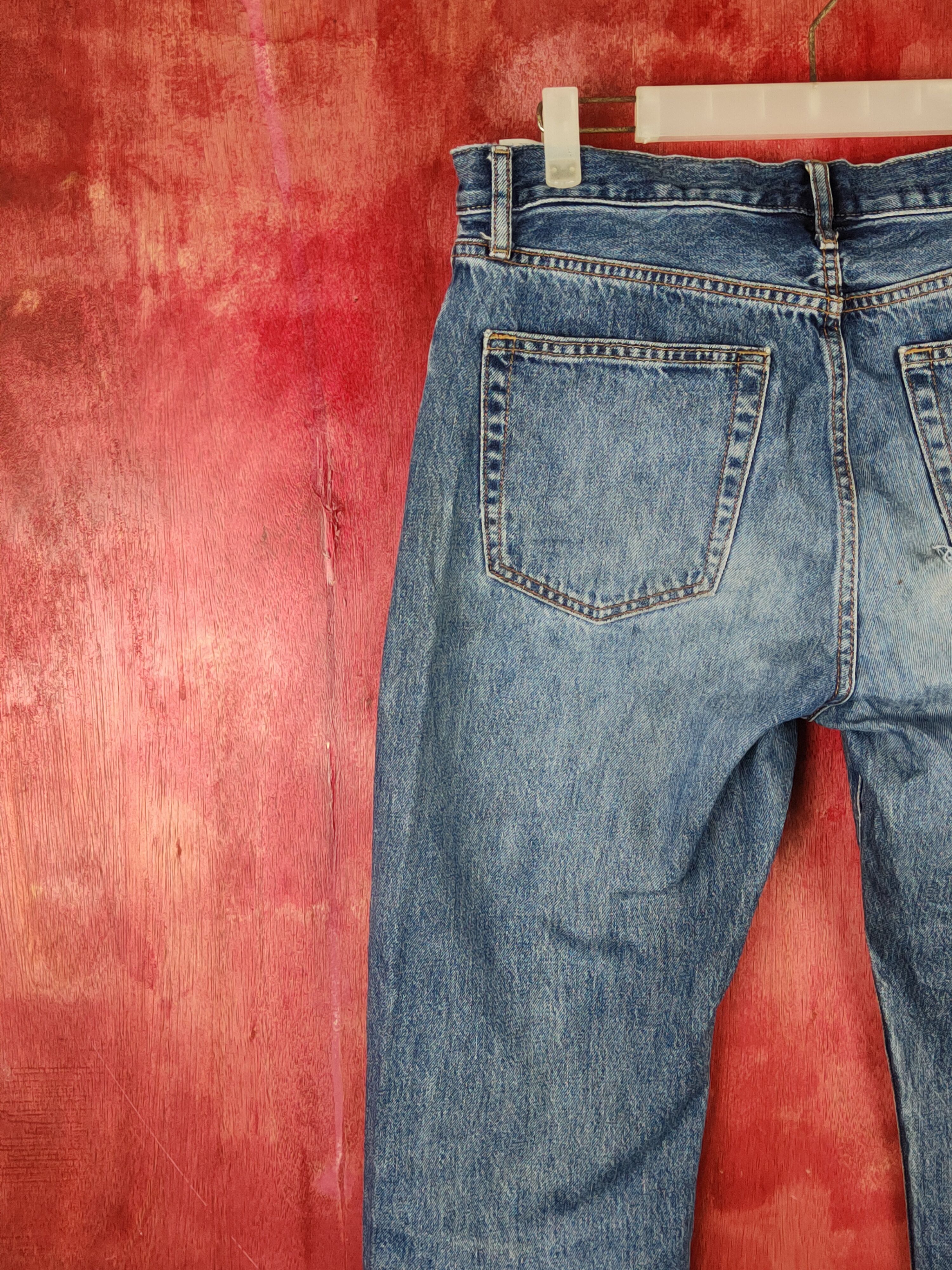 Japanese Brand Uniqlo Blue Faded Distressed Ripped Jeans #S1641 Size US 32 / EU 48 - 8 Thumbnail