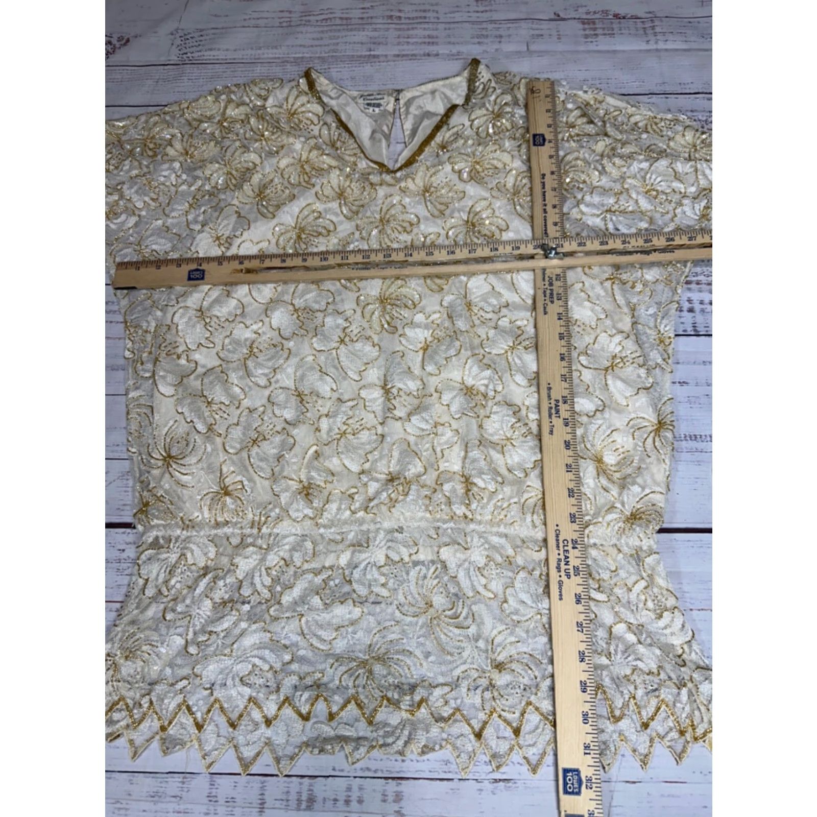 Vintage VINTAGE Judith Ann Creations Outfit/Set 2 Piece Skirt/Top L Beige Beaded Lined Womens Set Size 36" / US 14 / IT 50 - 2 Thumbnail