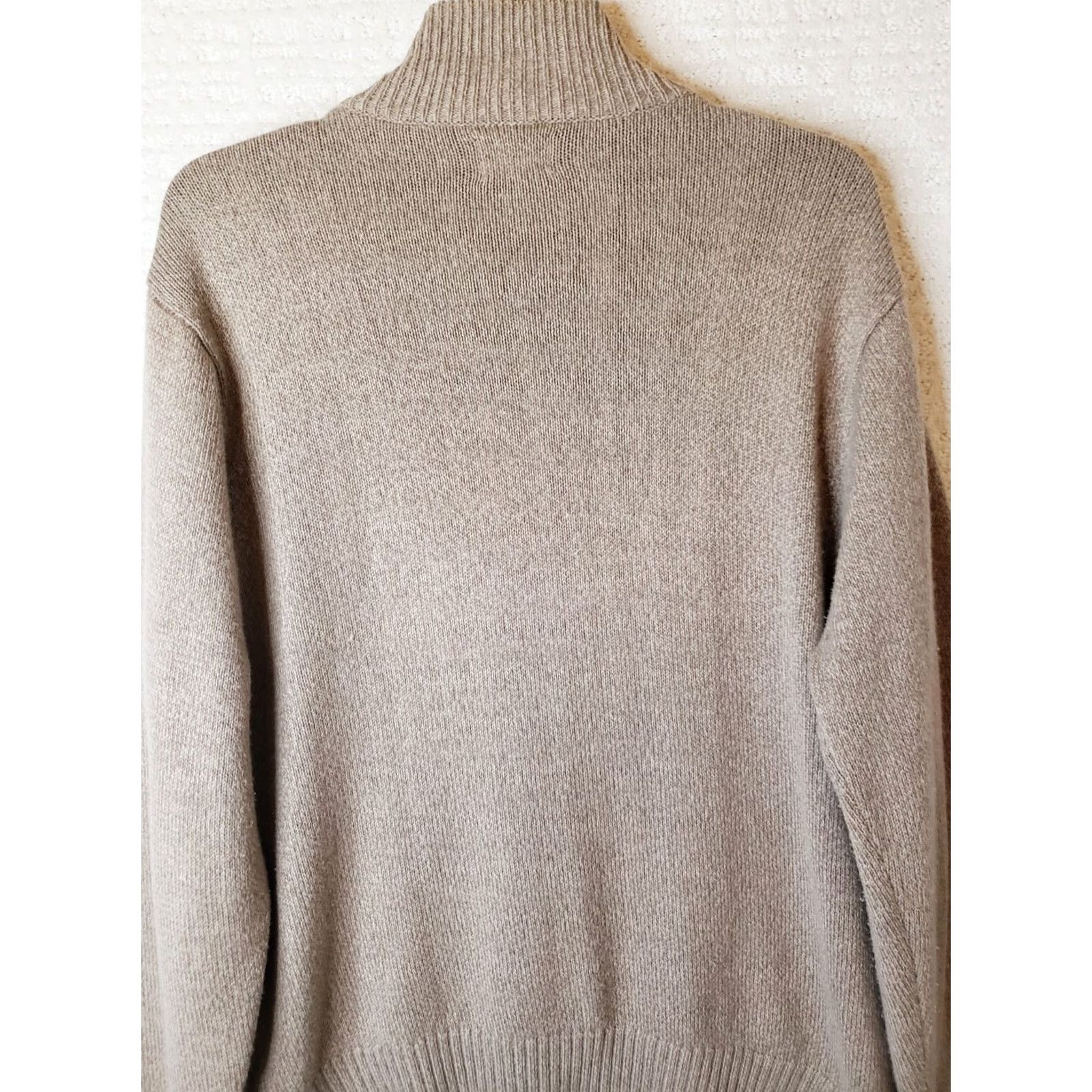 Haggar Haggar Men L Khaki Beige Full Zip Mock Neck Cable Knit Sweater Very Nice! Size US L / EU 52-54 / 3 - 7 Thumbnail