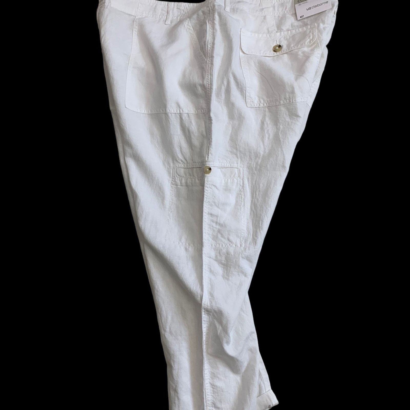 Liz Claiborne Liz Claiborne Pants White Linen Blend Hi-Rise Women Size 18 Size 40" / US 18 - 4 Thumbnail