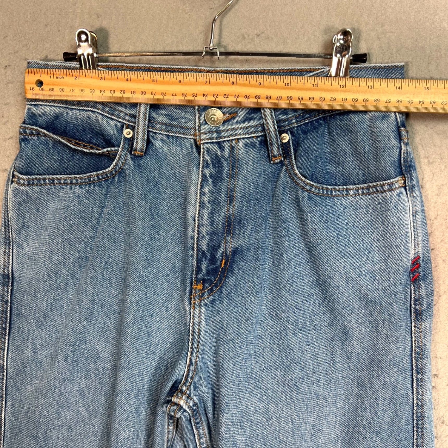 Bdg BDG Jeans Mens 30 Straight Light Wash Denim 100% Cotton Zip Mid Rise 32 Inseam Blue 5-Pocket Size US 30 / EU 46 - 6 Thumbnail