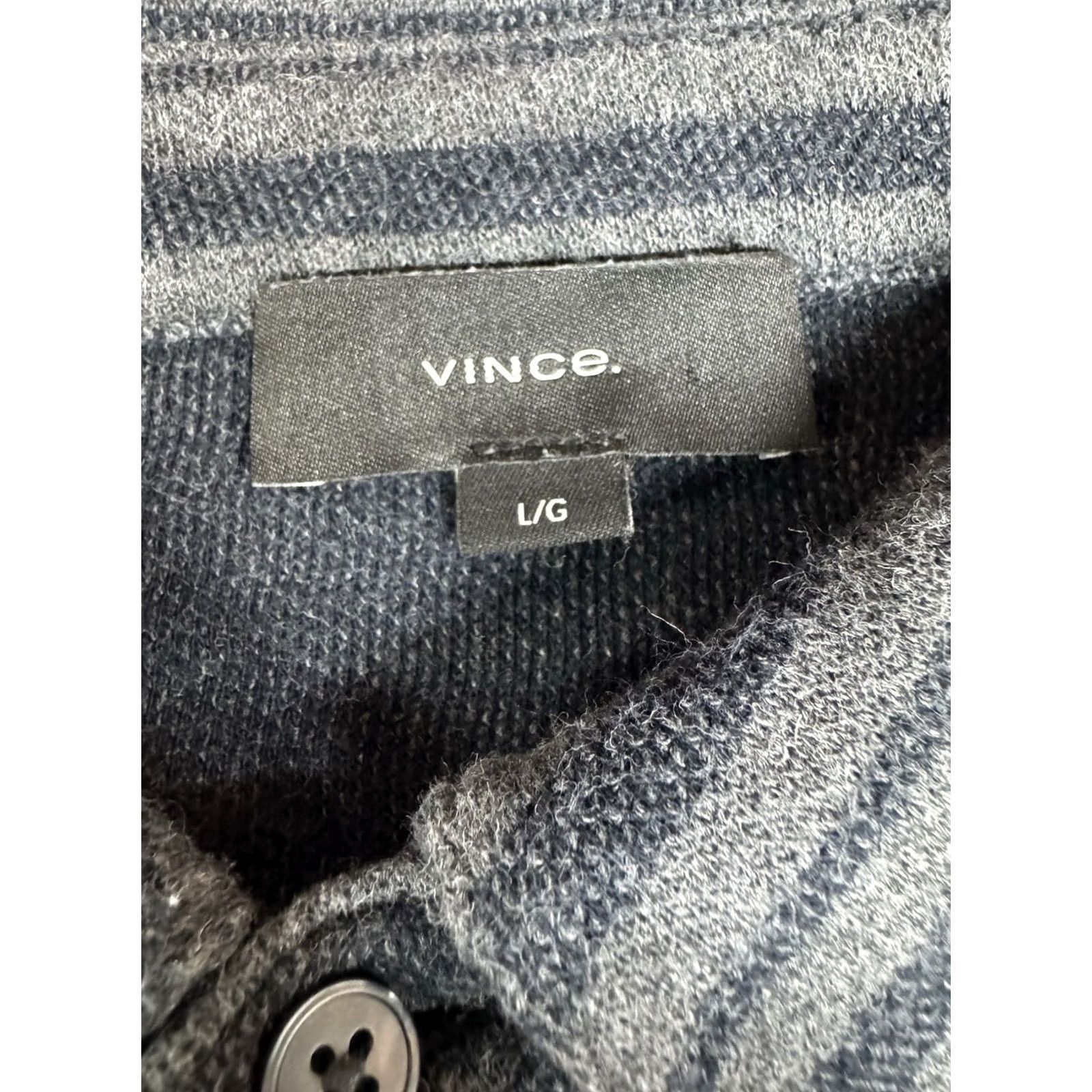 Vince Vince Long Sleeve Polo Shirt Men L Black Grey Striped Jersey Flannel Soft Casual, Travel All Seasons Lightweight Cotton Shirt Mens Size US L / EU 52-54 / 3 - 2 Thumbnail