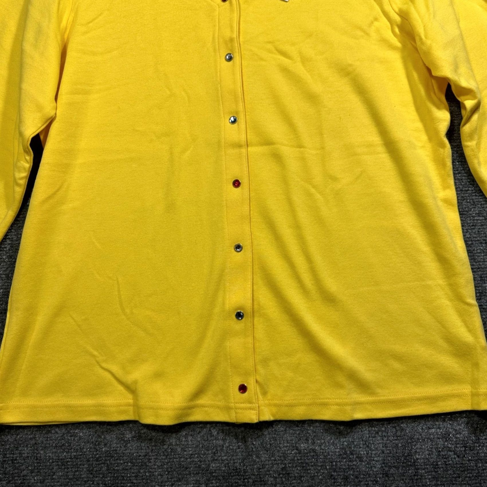 Quacker Factory Quacker Factory Cardigan Womens L Yellow Stretch Knit 3/4 Sleeve V-Neck Size L / US 10 / IT 46 - 4 Thumbnail