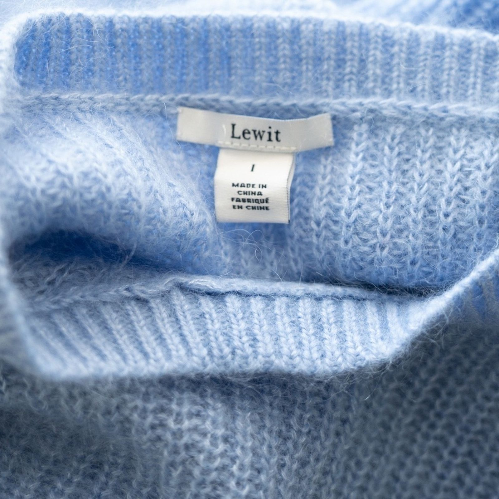 Designer Lewit. Puff Sleeve Mohair Angora Silk Wool Blend Sweater. Size L / US 10 / IT 46 - 3 Thumbnail