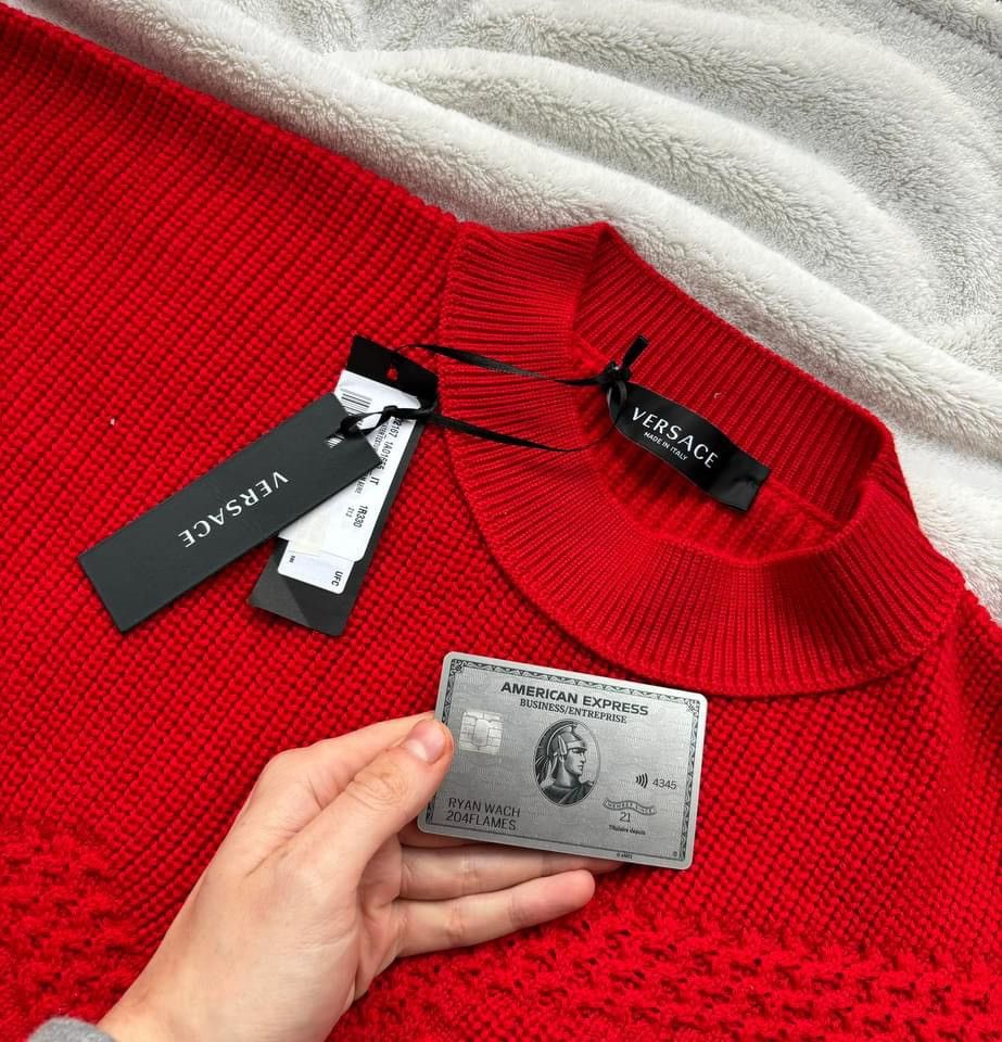 Versace Versace Red ‘La Greca’ Knit Textured Sweater Size US XXL / EU 58 / 5 - 4 Thumbnail