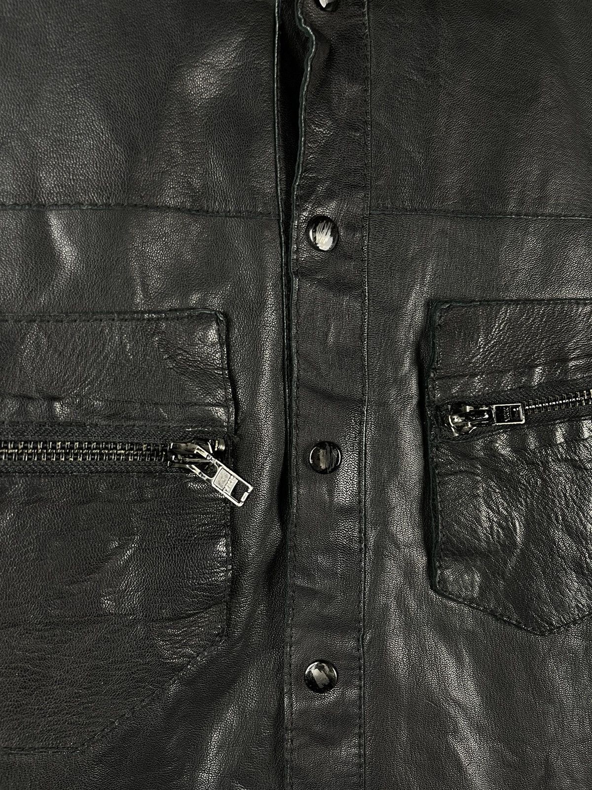 Allsaints ALLSAINTS Spitalfields Leather Jacket Black Snap Utility Size US L / EU 52-54 / 3 - 5 Thumbnail
