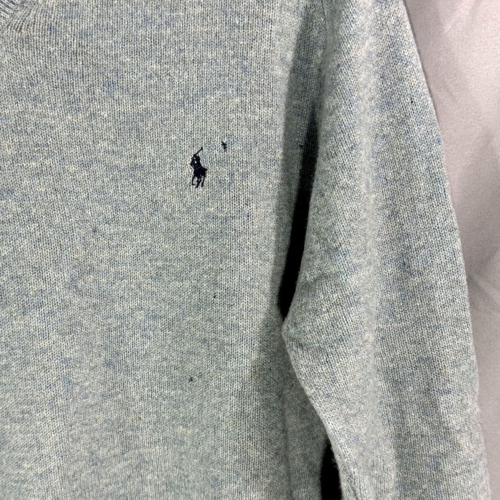 Polo Ralph Lauren VINTAGE Polo Ralph Lauren Sweater Mens Large Gray Lambswool Pullover V Neck Classic Knit Size US L / EU 52-54 / 3 - 5 Thumbnail