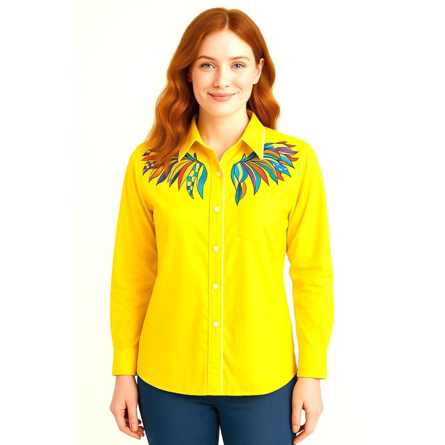 Bob Mackie Bob Mackie Wearable Art Yellow Embroidered Shirt Vintage But Size M / US 6-8 / IT 42-44 - 2 Thumbnail