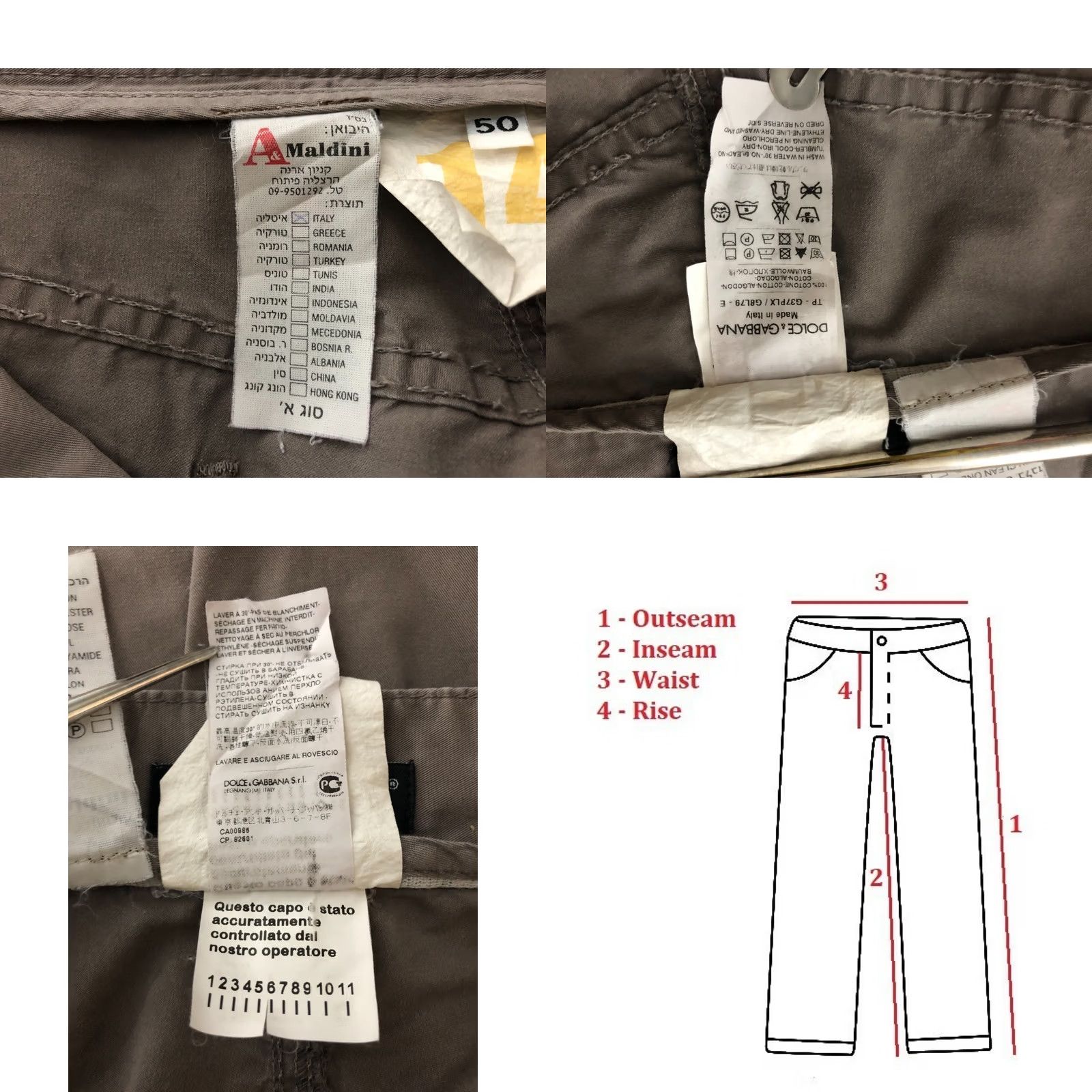 Dolce & Gabbana Dolce&Gabbana Pants Men Brown 50 Cotton Chino Regular Inseam 34.8in Flat Front Logo Vintage No Size US 34 / EU 50 - 9 Thumbnail