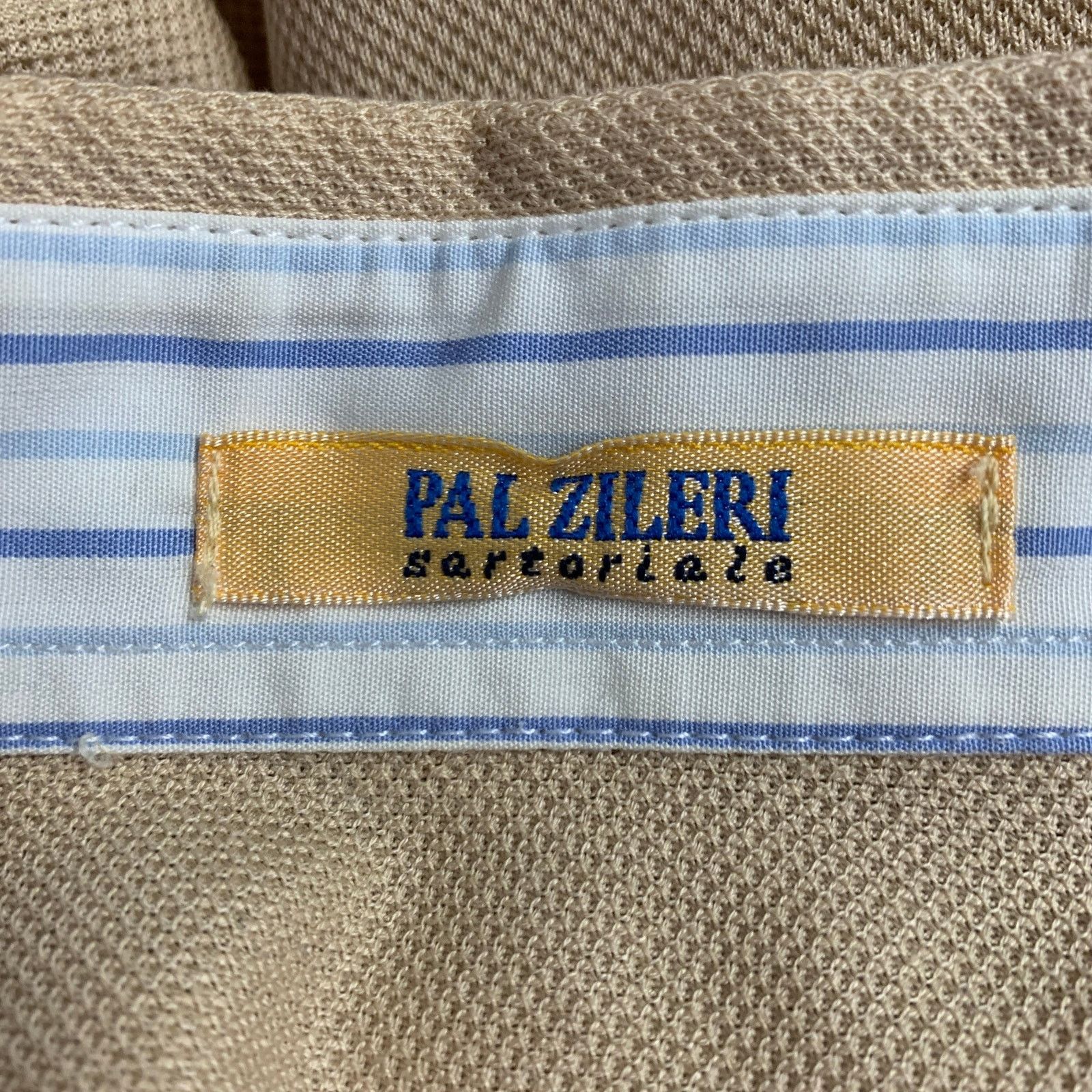 Pal Zileri PAL ZILERI Beige White Blue Contrast Trim Short Sleeve Polo Size US M / EU 48-50 / 2 - 4 Thumbnail