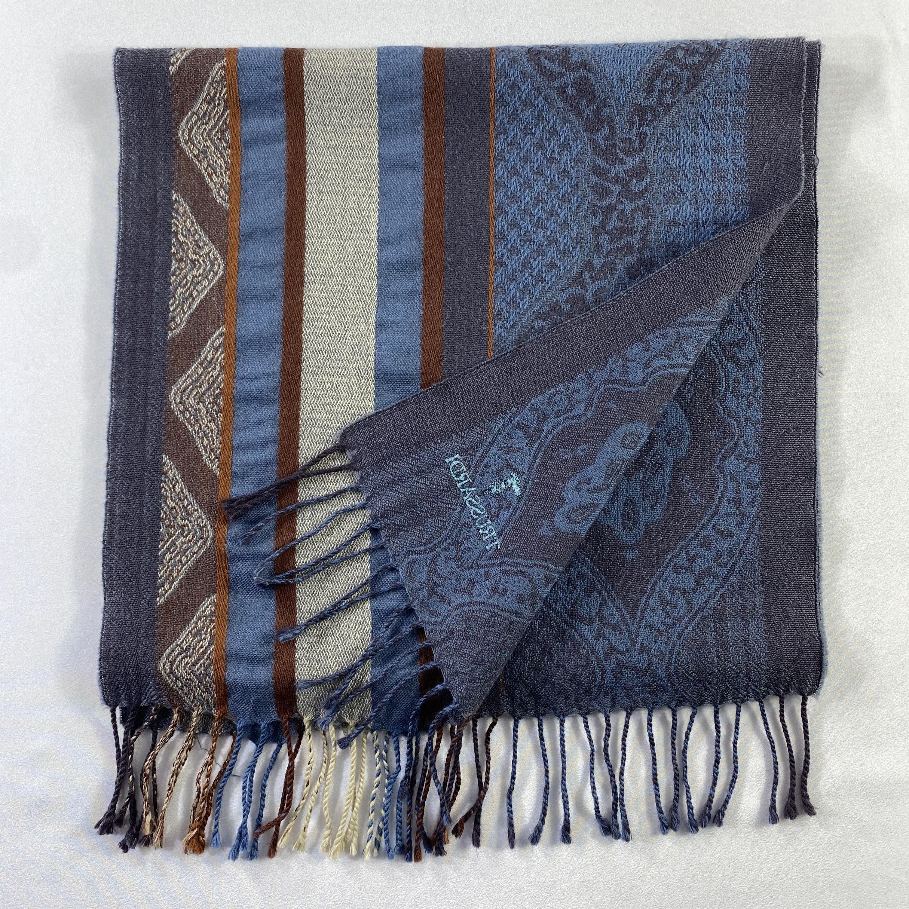 Trussardi Trussardi Scarf Paisley Neck Wrap Wool Muffler Size ONE SIZE - 4 Thumbnail