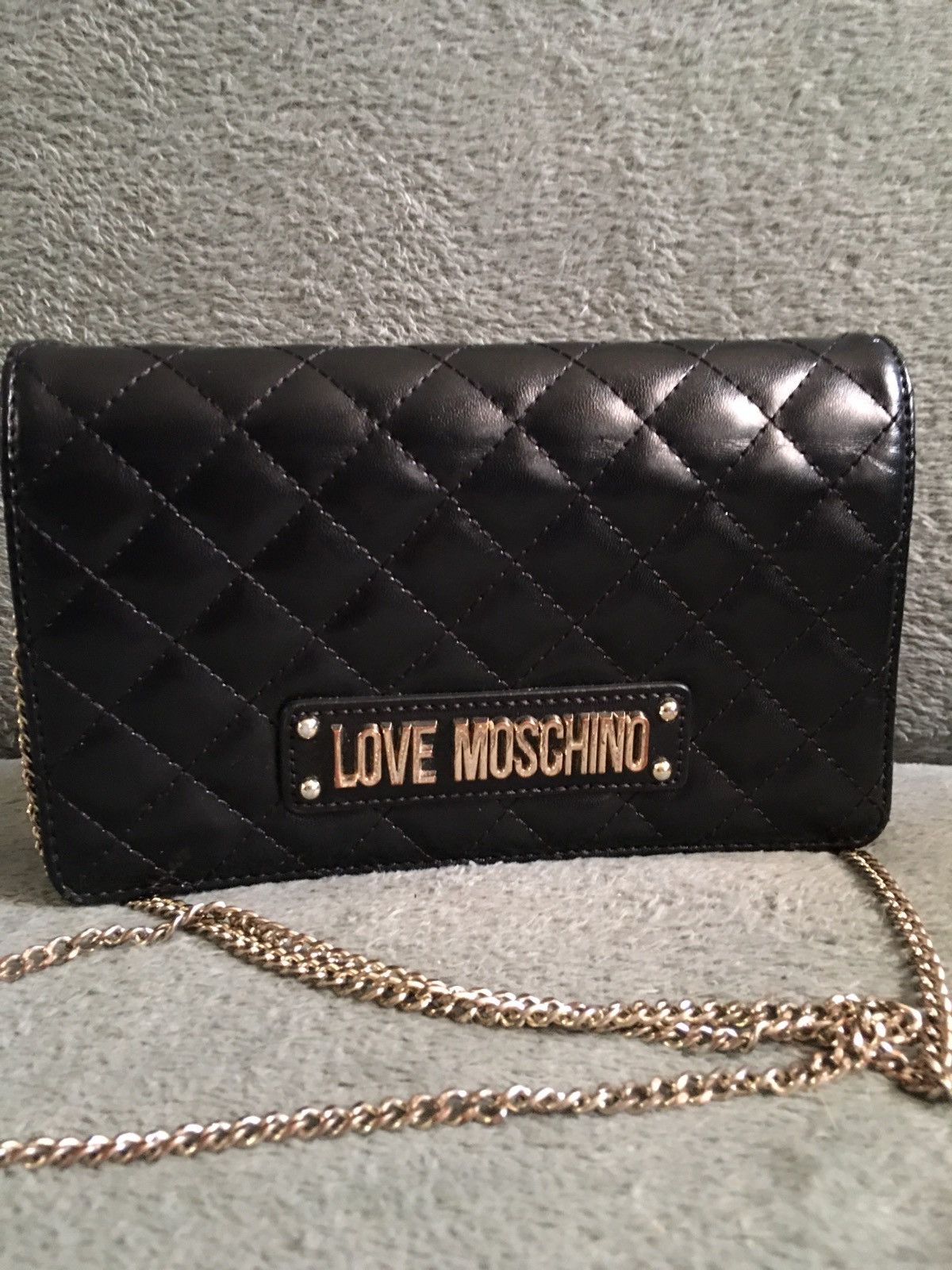 Love Moschino × Moschino Love Moschino Quilted Chain Shoulder Coated Black Bag Size ONE SIZE - 3 Thumbnail