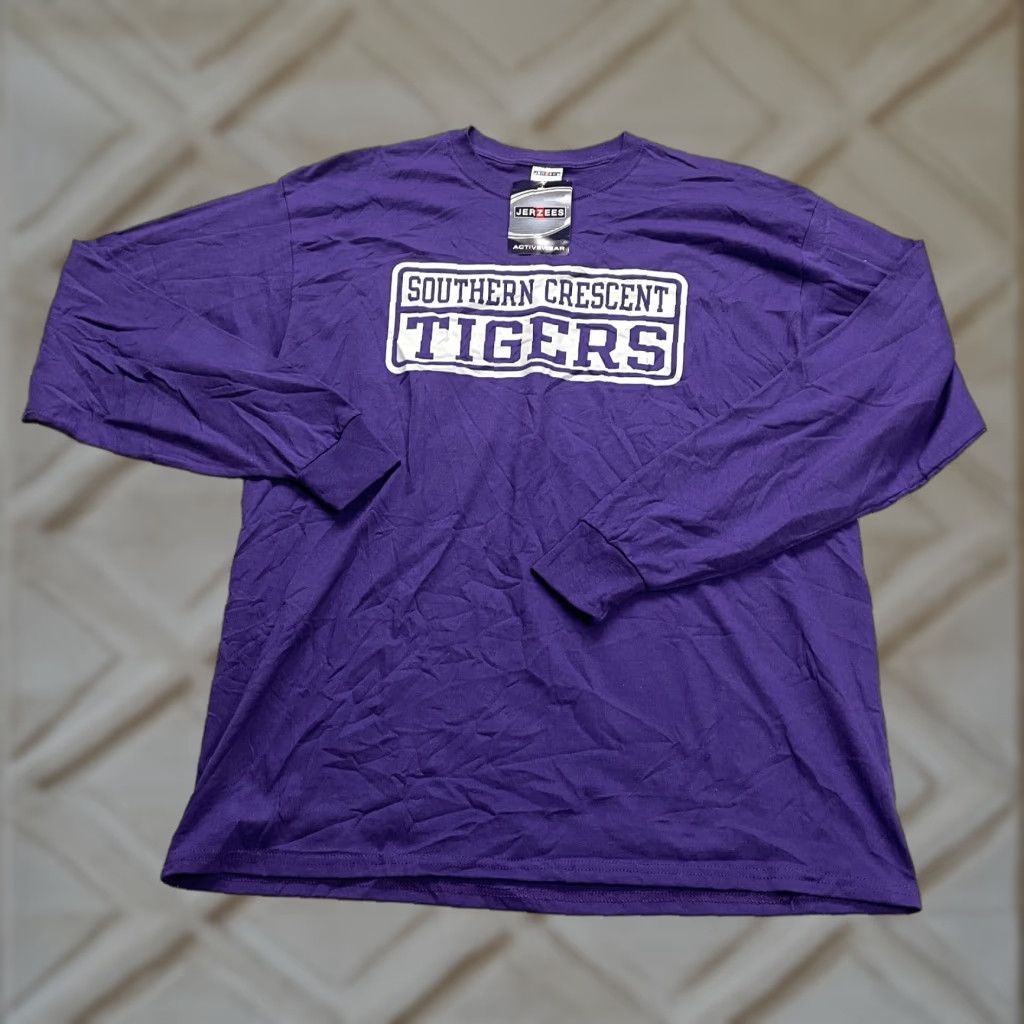 Jerzees Jerzees Heavyweight T-Shirt Mens XL Purple Regular Fit Long Sleeve Crew Neck NWT New Vintage: No Size US XL / EU 56 / 4 - 1 Thumbnail