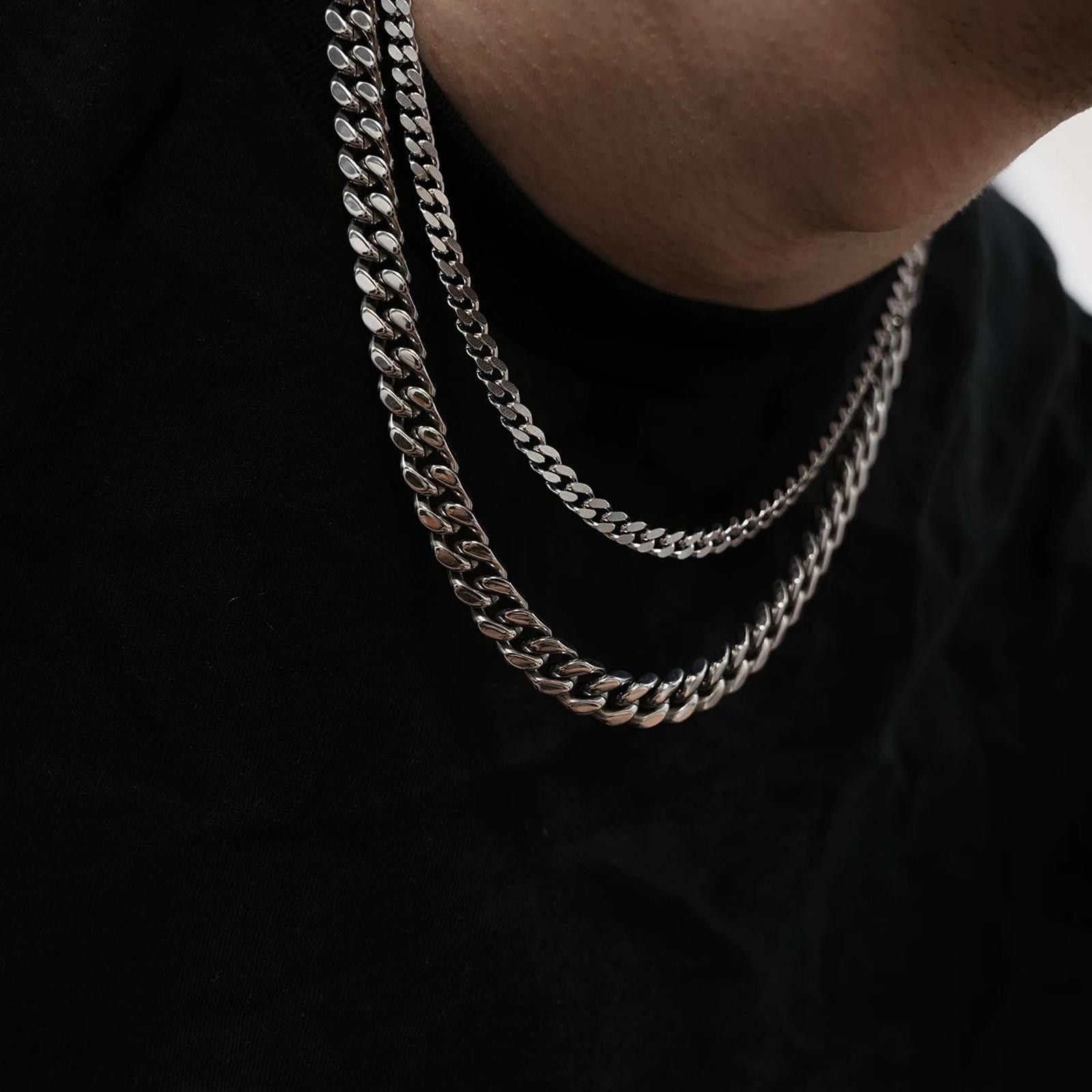 Jewelry Silver Cuban Chain Necklace | Metal Chain Size ONE SIZE - 1 Thumbnail