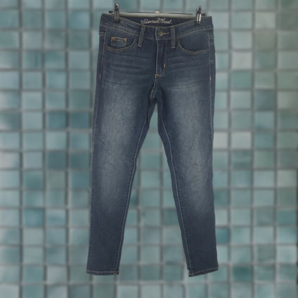 Vintage Universal Thread Women's Blue Denim Skinny Jeans 00/24S Low Rise 28" Inseam Size 24" / US 00 / IT 34 - 1 Thumbnail