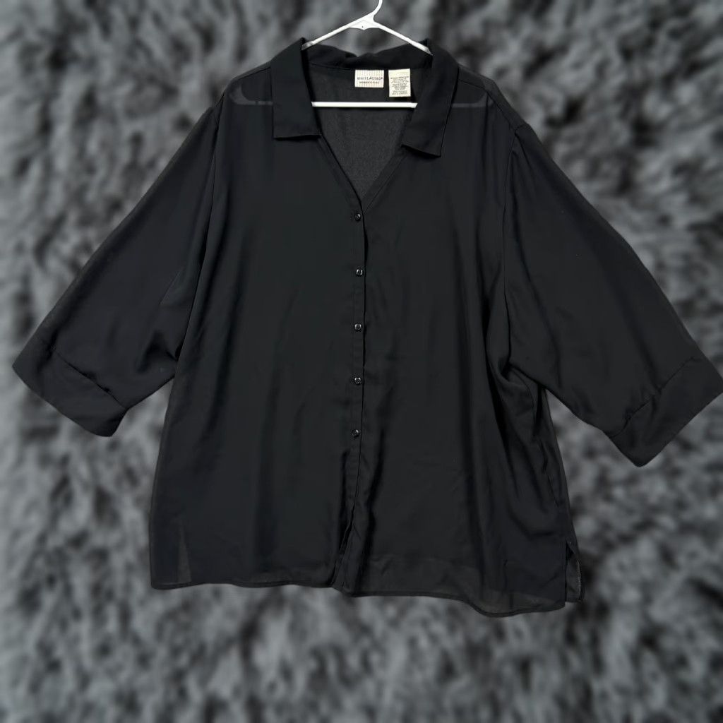 Vintage White Stag Blouse Tunic 30W/32W Plus Sheer Layering Goth Witchy Office Siren Size 4XL / US 24-26 - 1 Thumbnail