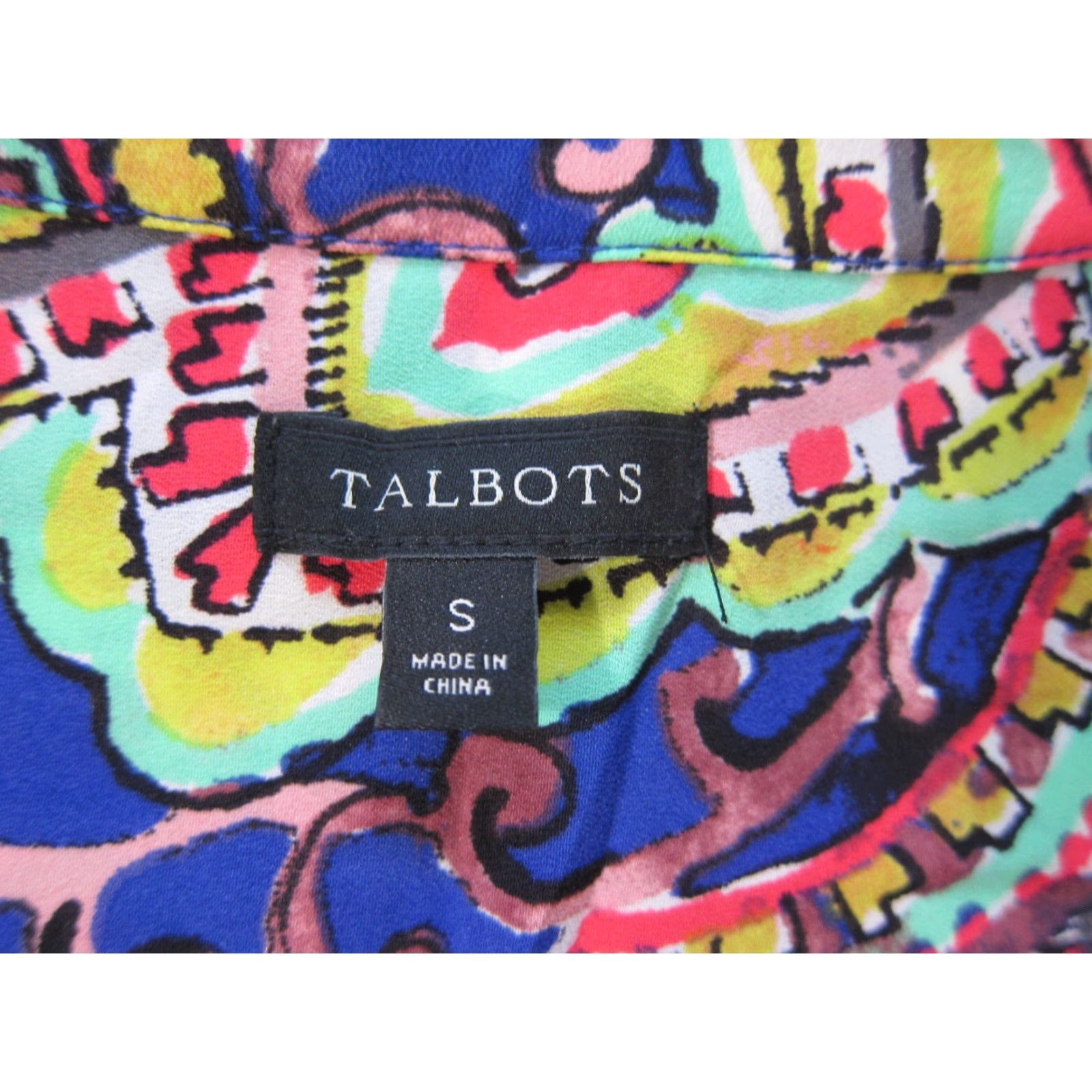 Talbots Talbots Blouse Women Small Green Retro Floral Long Sleeve V-Neck Top Size S / US 4 / IT 40 - 4 Thumbnail