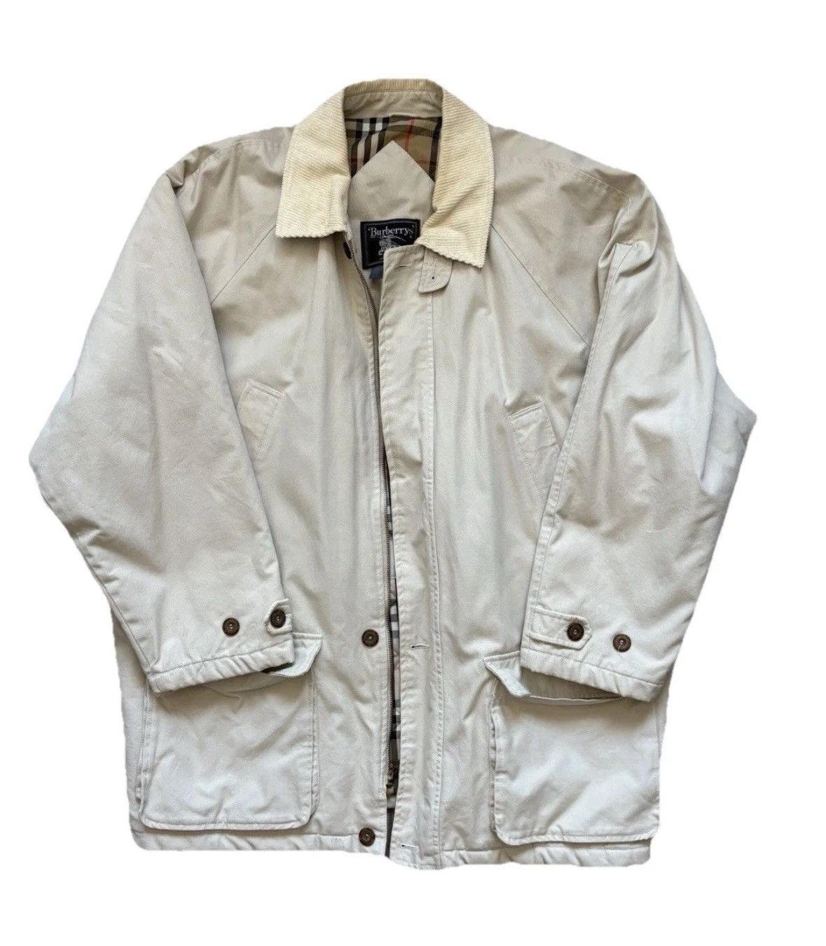 Vintage Burberry Men’s Tan Coat With Corduroy Collar