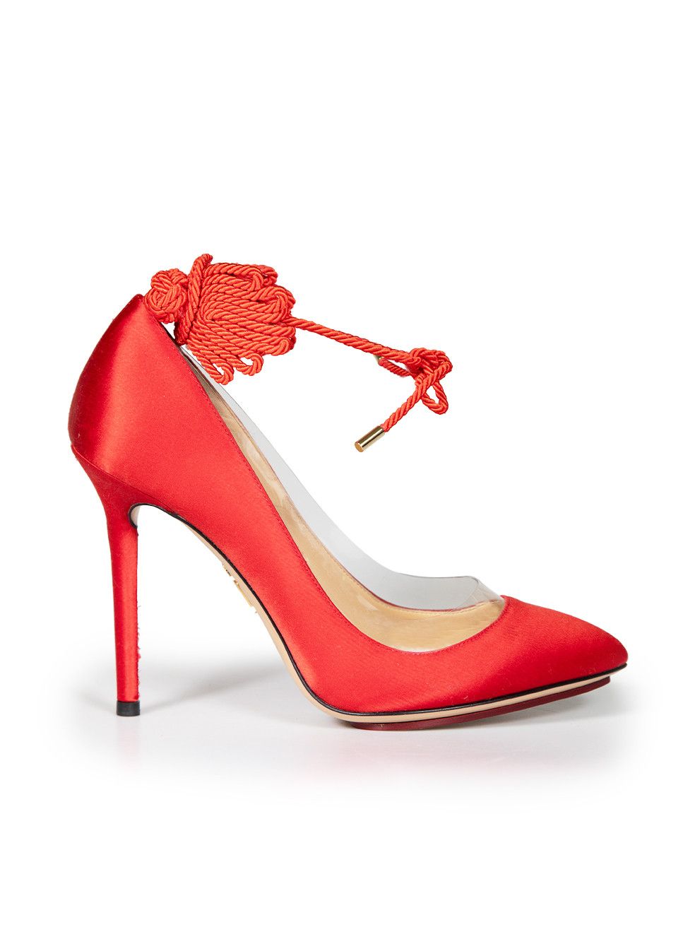 Red Satin Ankle Tie Detail Heels