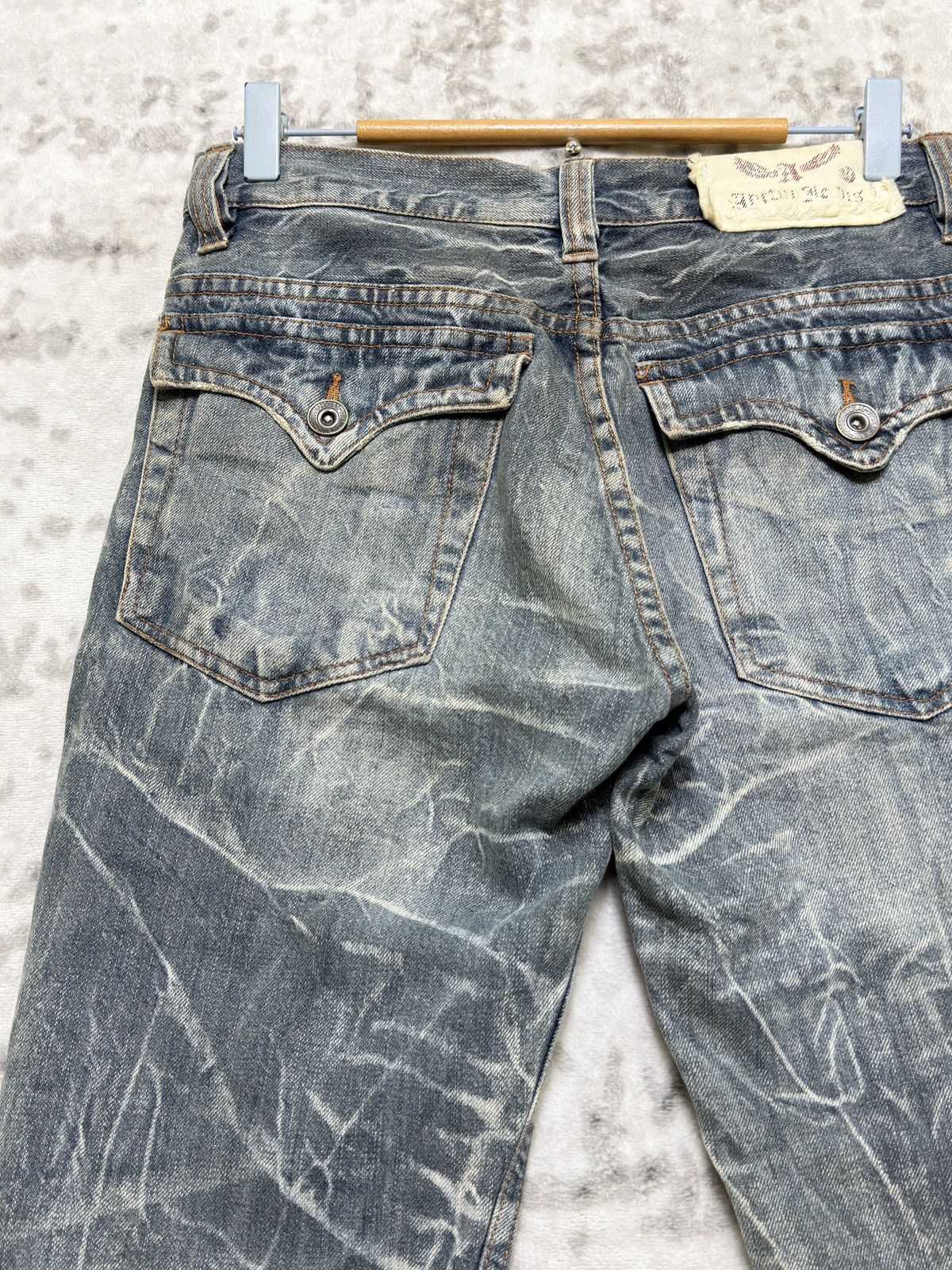 Tornado Mart Antful Distressed Flare Y2K Mud Wash Lightning Whisker Denim Size US 29 - 9 Thumbnail