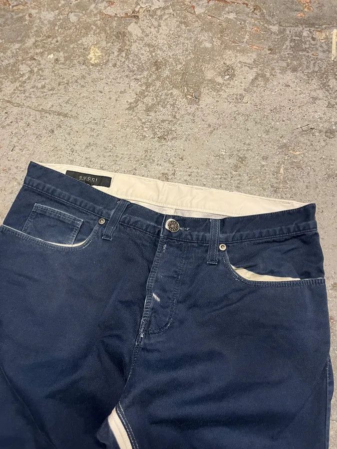Gucci 2000s Gucci Navy & White Avant-Garde Slim Pants Size US 30 / EU 46 - 6 Thumbnail