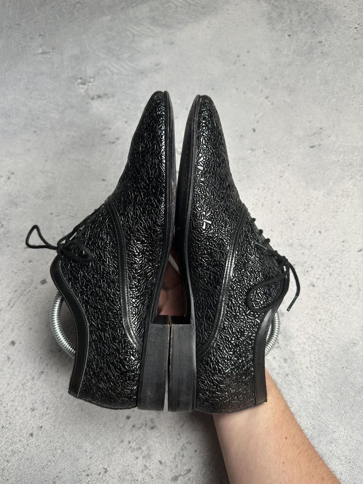 Genuine Leather Eveet Made in Italy Textured Black Derby Shoes Vero Cuoio Size US 9 / EU 42 - 5 Thumbnail