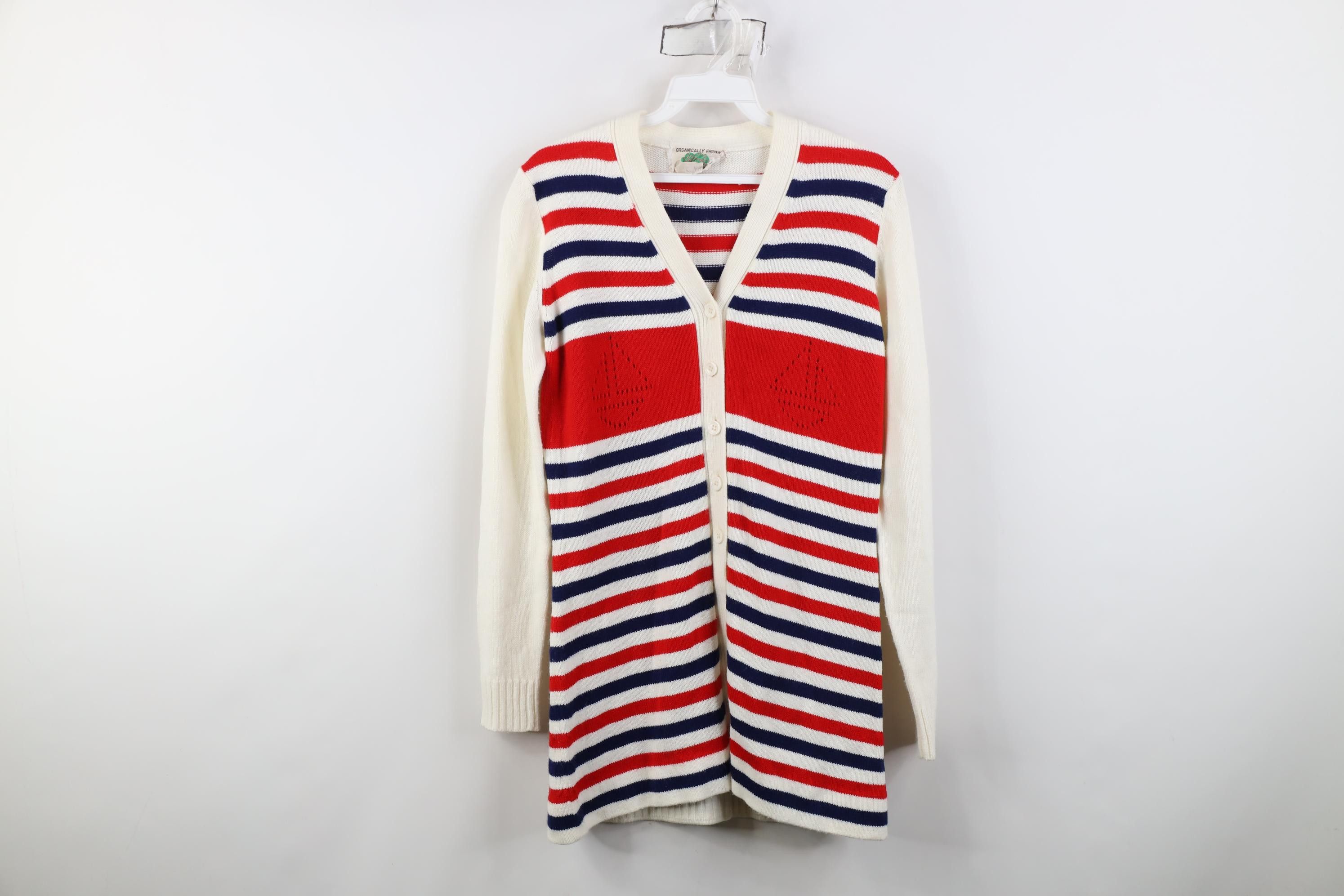 Vintage Vintage 70s Streetwear Striped Knit Cardigan Sweater Size M / US 6-8 / IT 42-44 - 1 Thumbnail