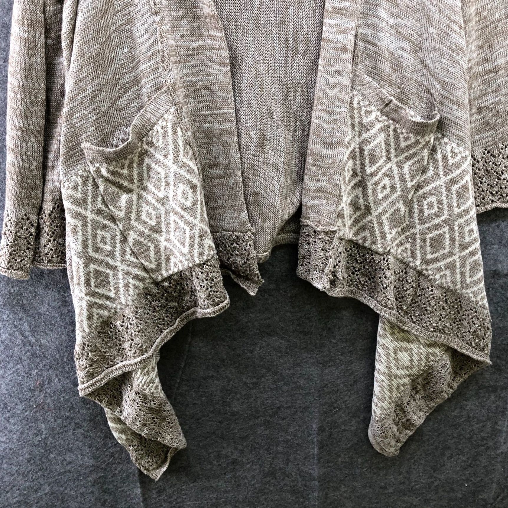 Vintage NWT Lovemarks Cardigan Womens L Open Front Boho Knit Heather Brown Beige Size L / US 10 / IT 46 - 5 Thumbnail